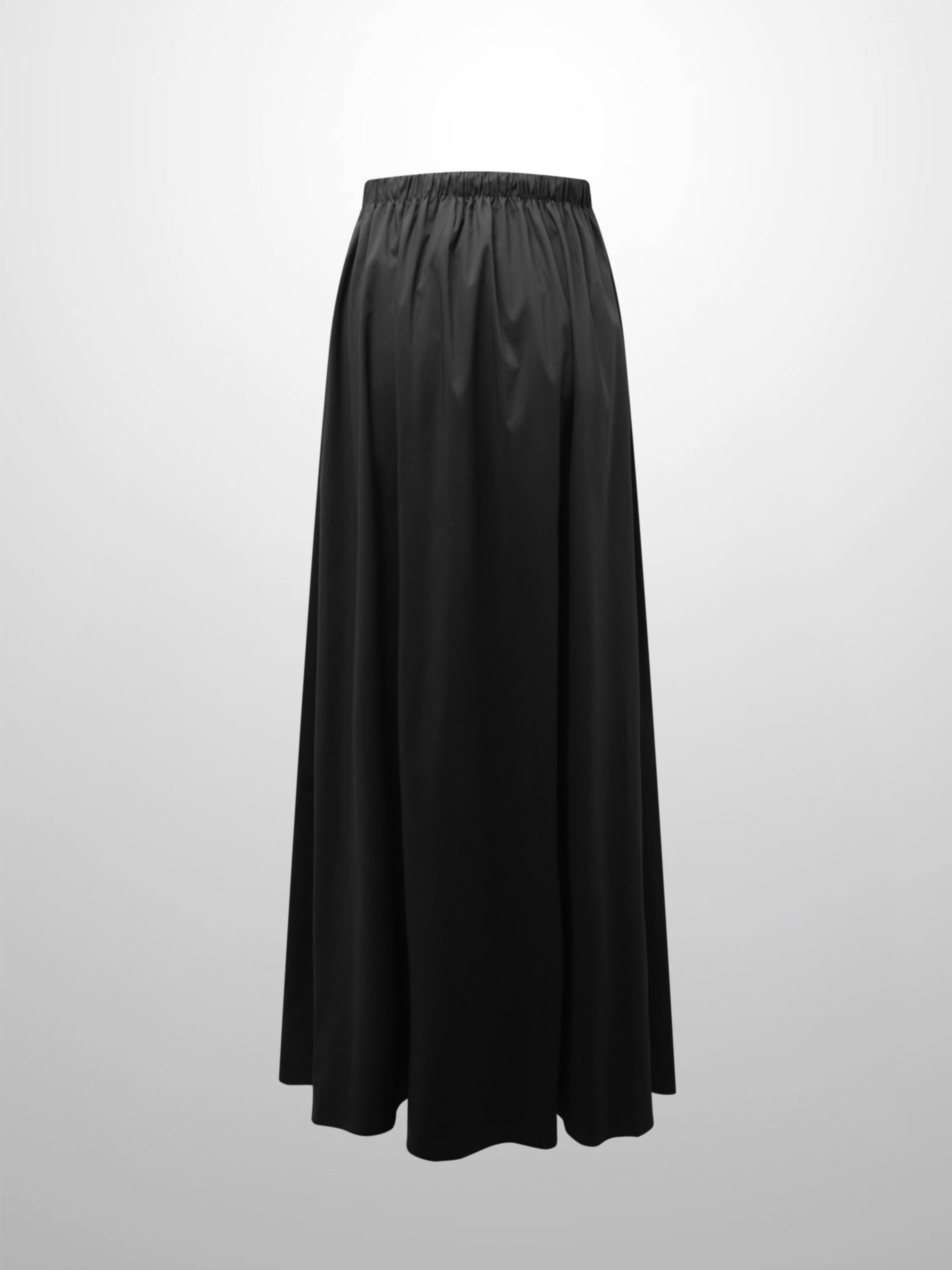 Front Zipper Cotton Circle Skirt-Black