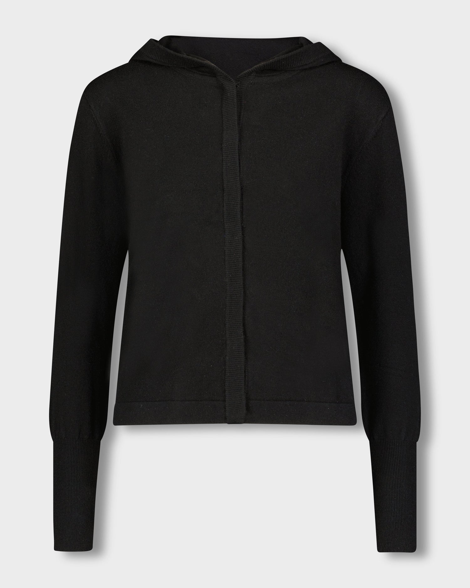 HOODED CARDIGAN-BLACK