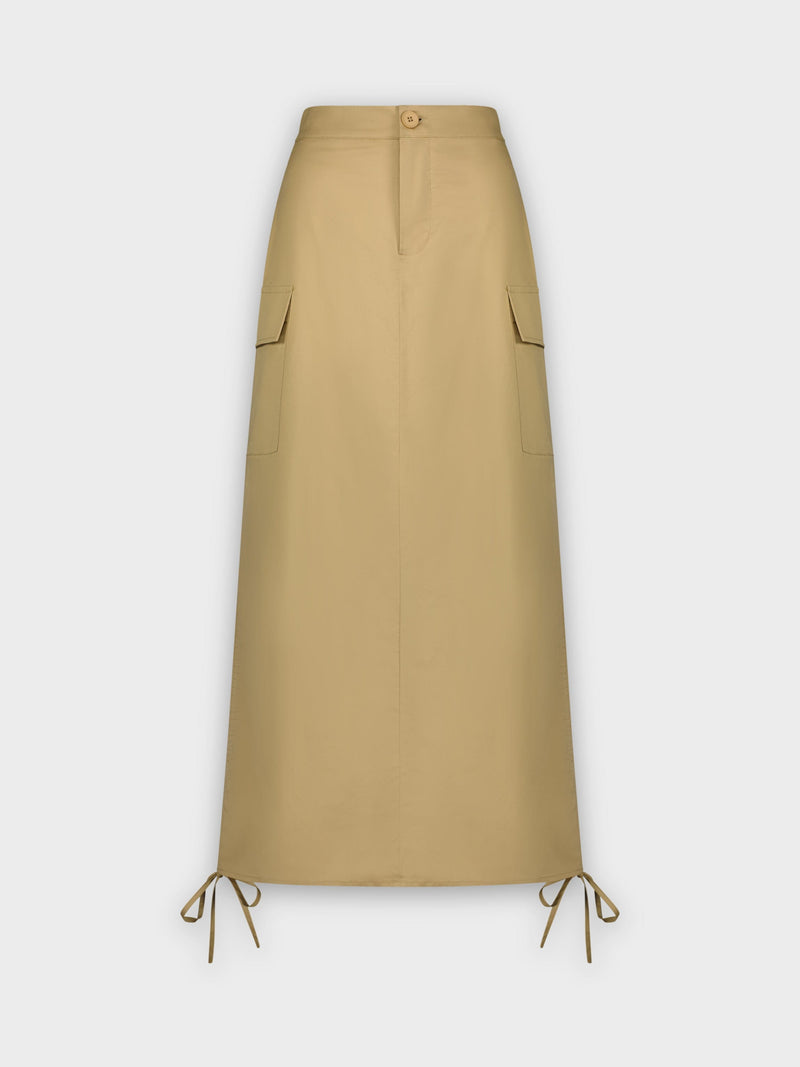 SIDE PULL SKIRT-TAN
