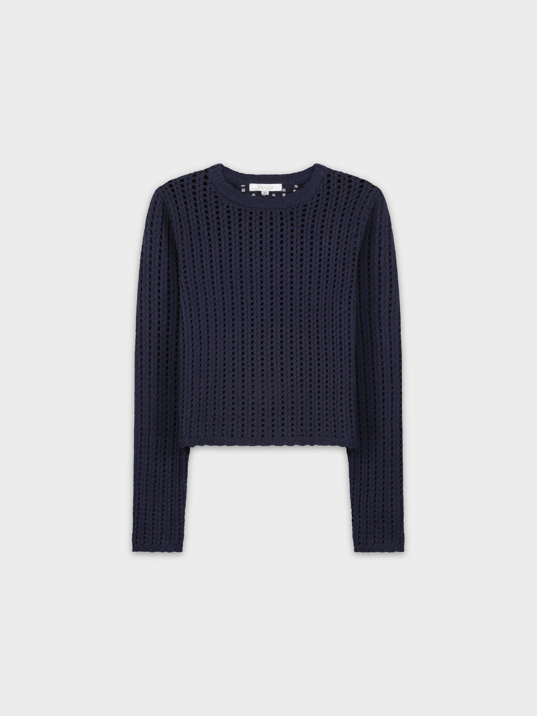 CROCHET SCALLOP SWEATER-NAVY