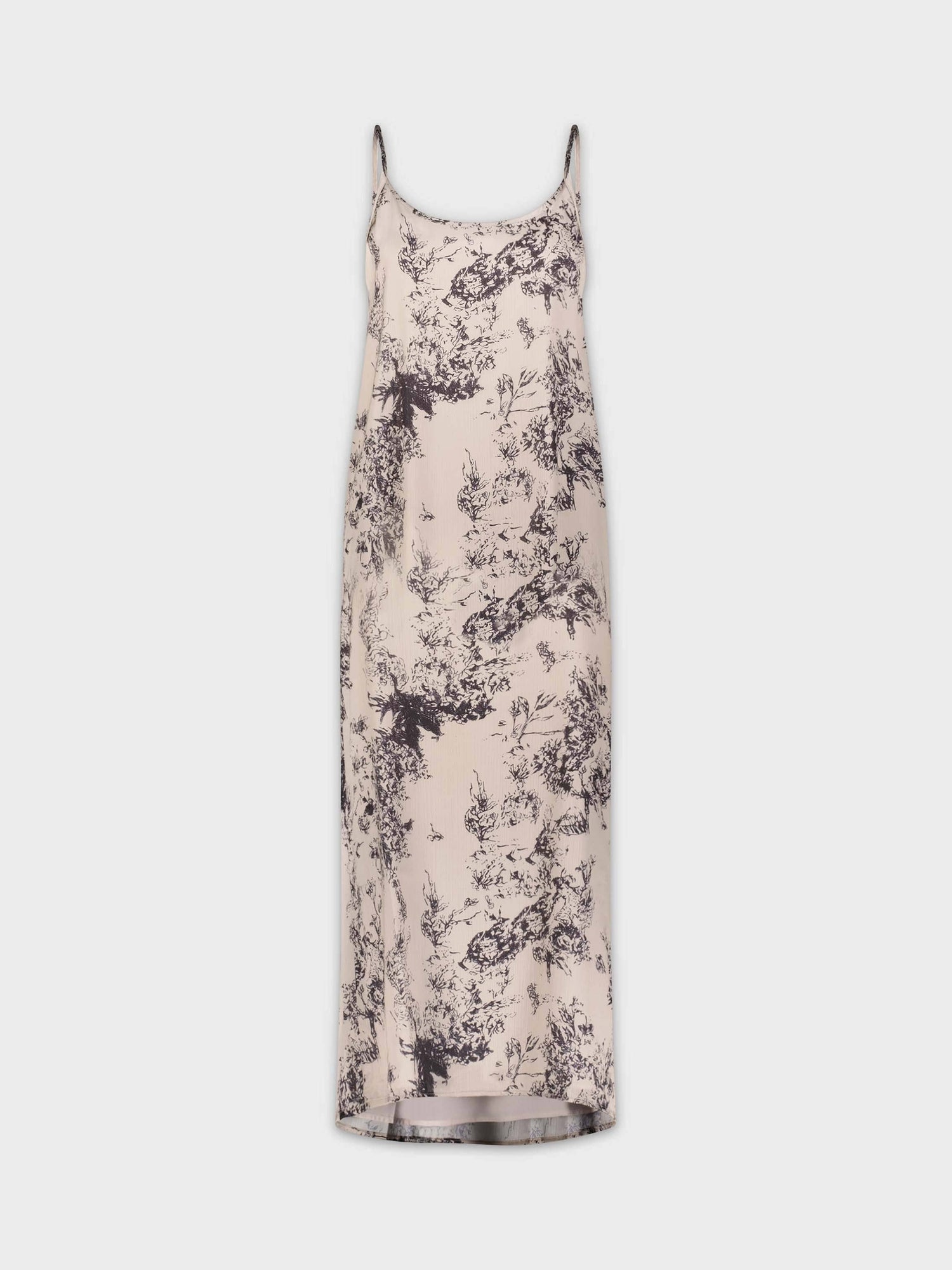 PRINTED CREW NECK SLIP DRESS-ENGLISH FLORAL