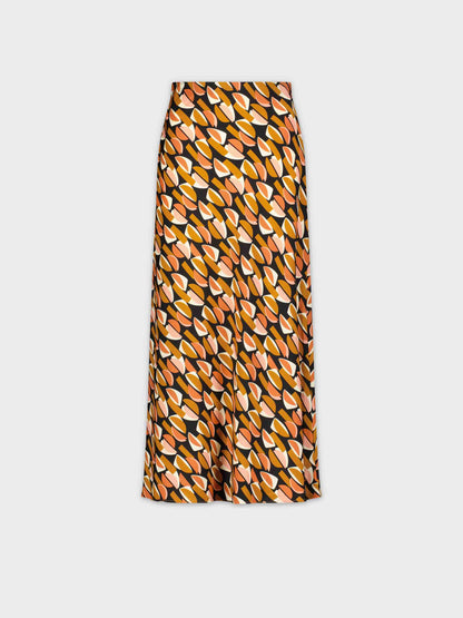 Printed Satin Slip Skirt-Geometric
