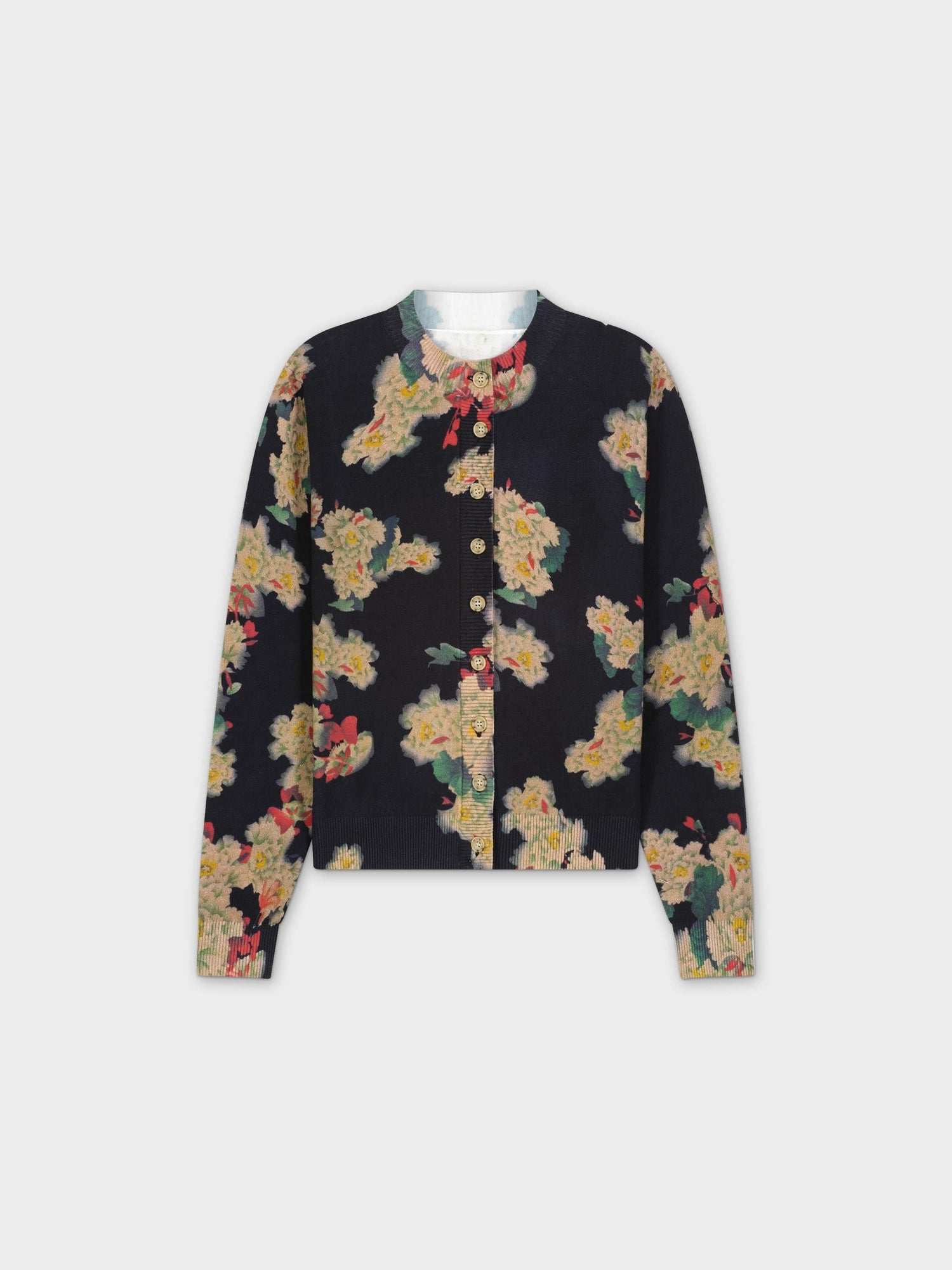 Printed Cardigan Long-Gold Floral