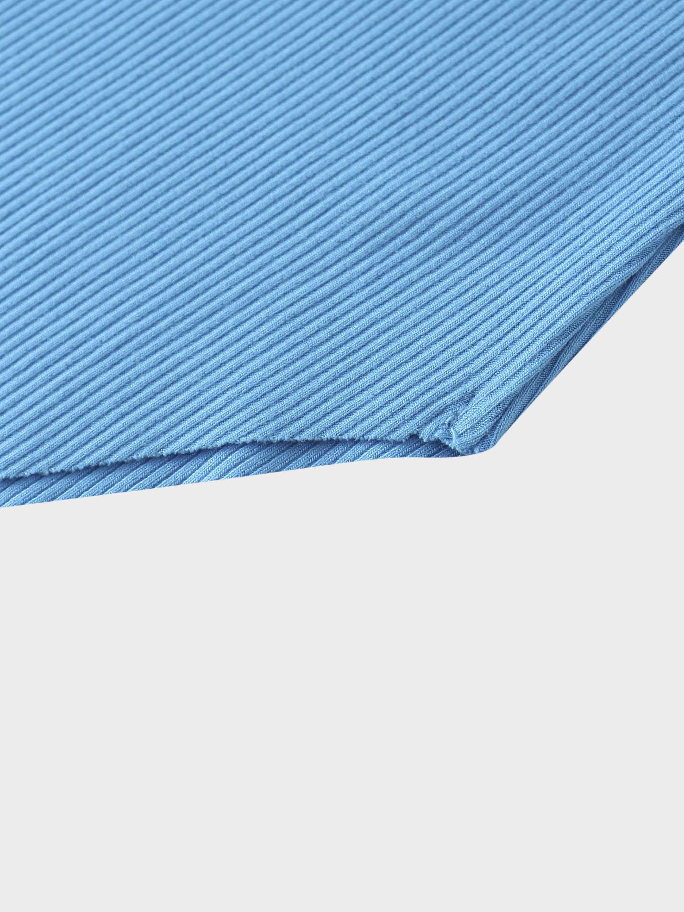 Rounded Hem Ribbed T-Shirt-Sky Blue