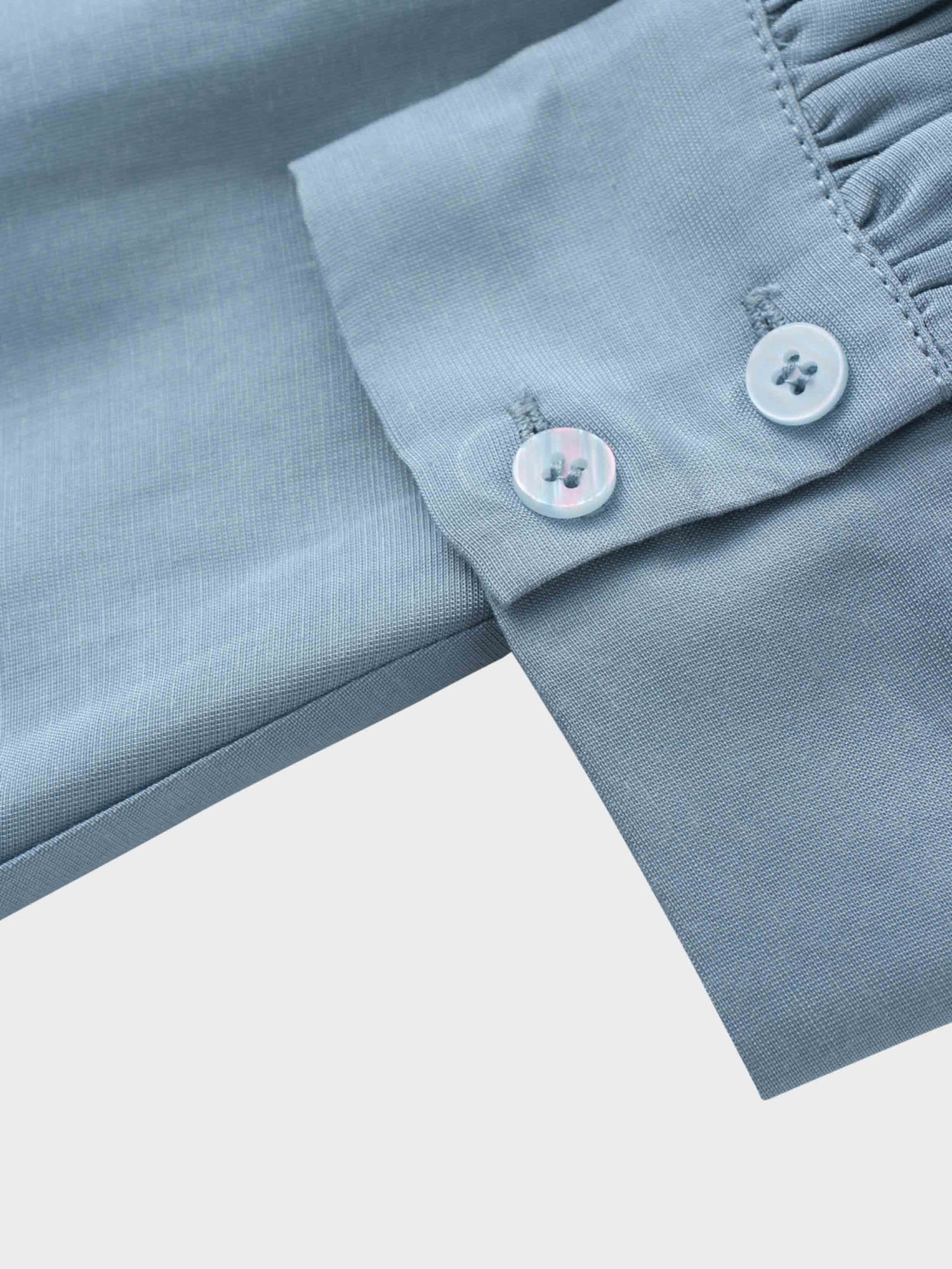 Pleated Sleeve High Waisted Dress-Light Blue