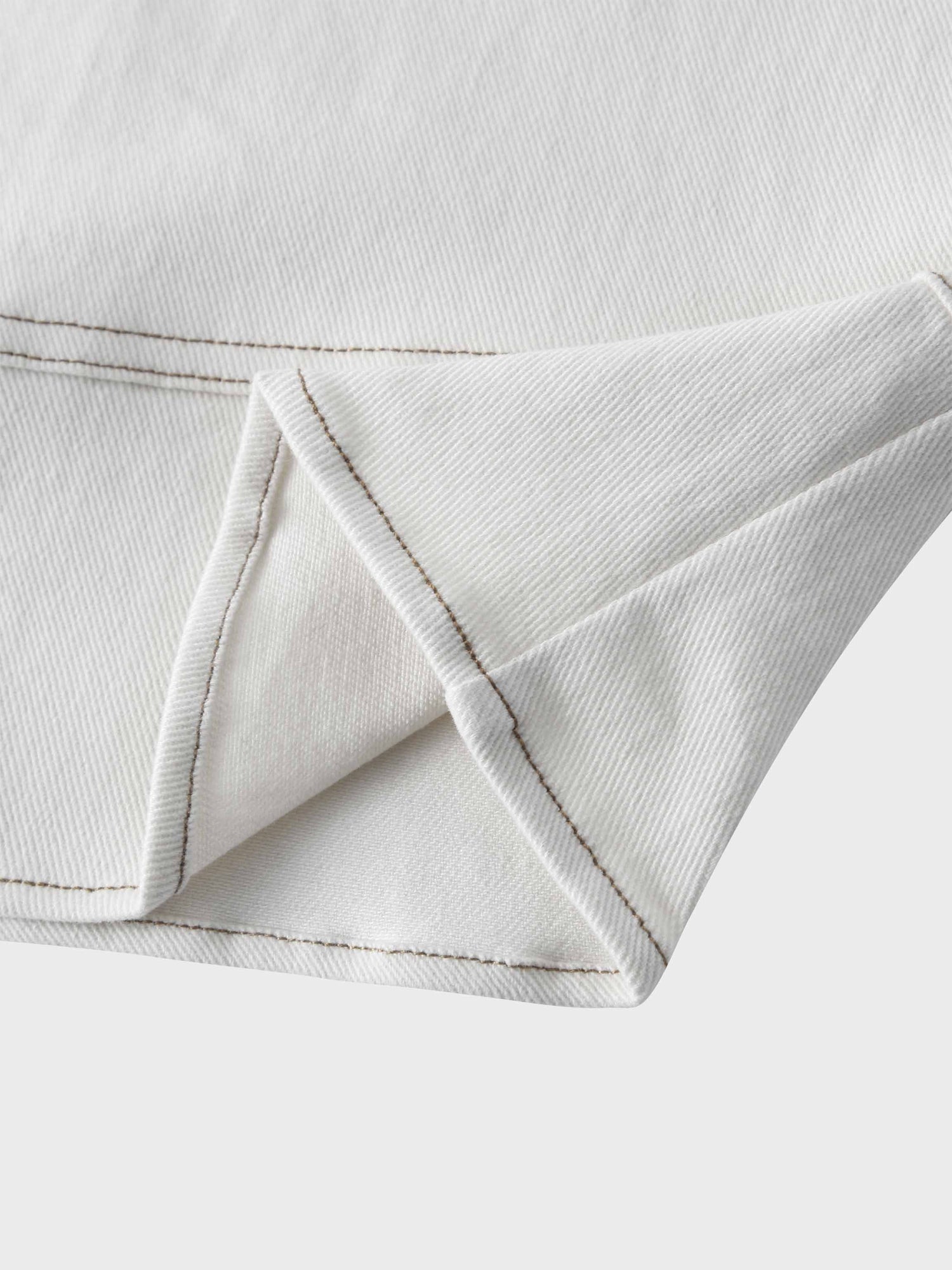 Stitched Tiered Belted Denim Skirt-Cream