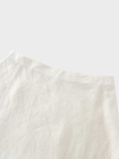 Linen Slip Skirt-Ecru