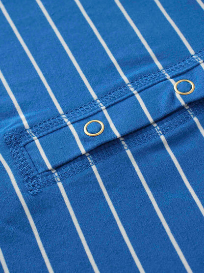 Striped Collar Snap Tee-Cobalt Blue/White