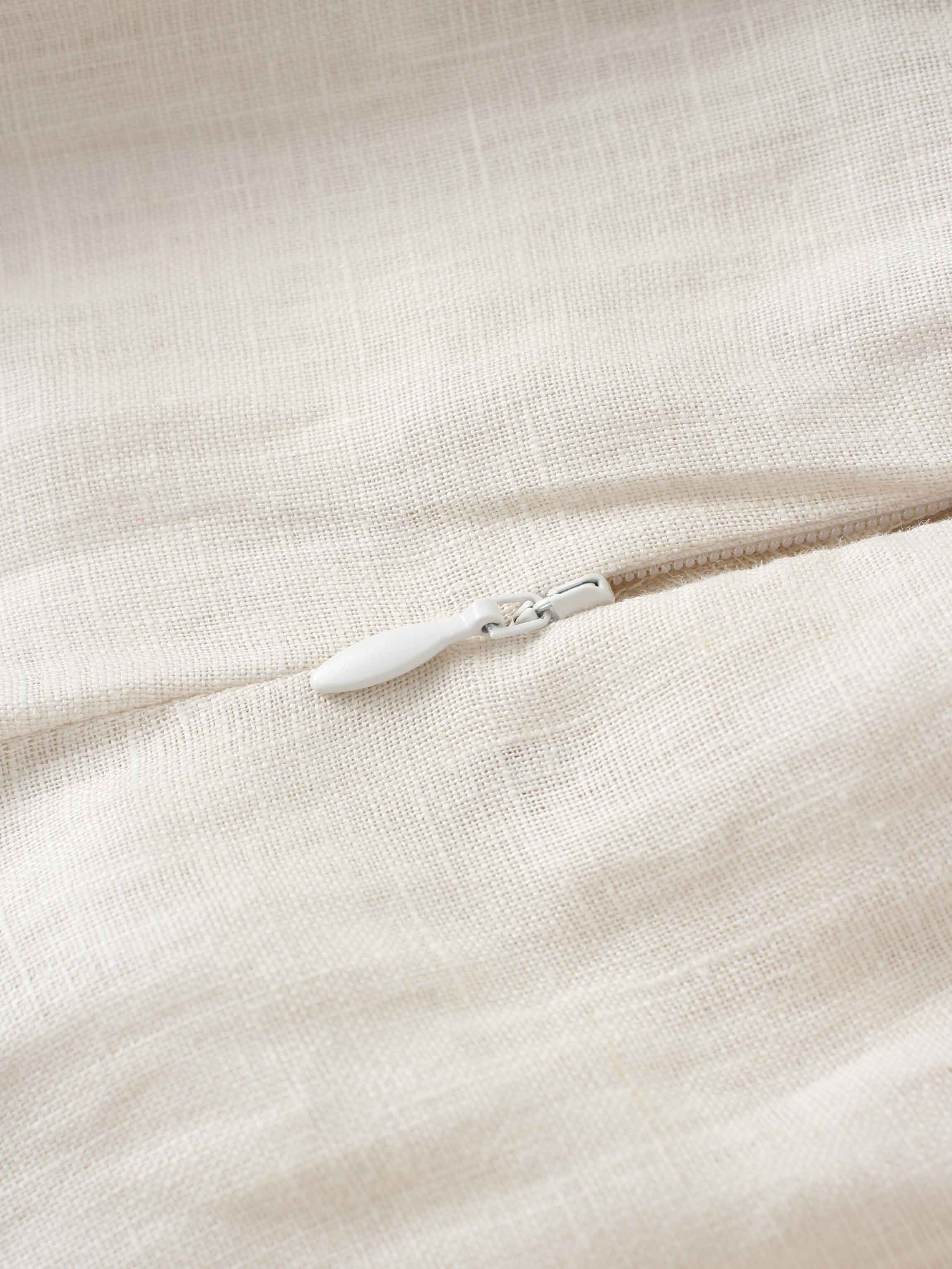 Gathered Waist Linen Skirt-Ecru