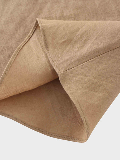 Linen Slip Skirt-Tan