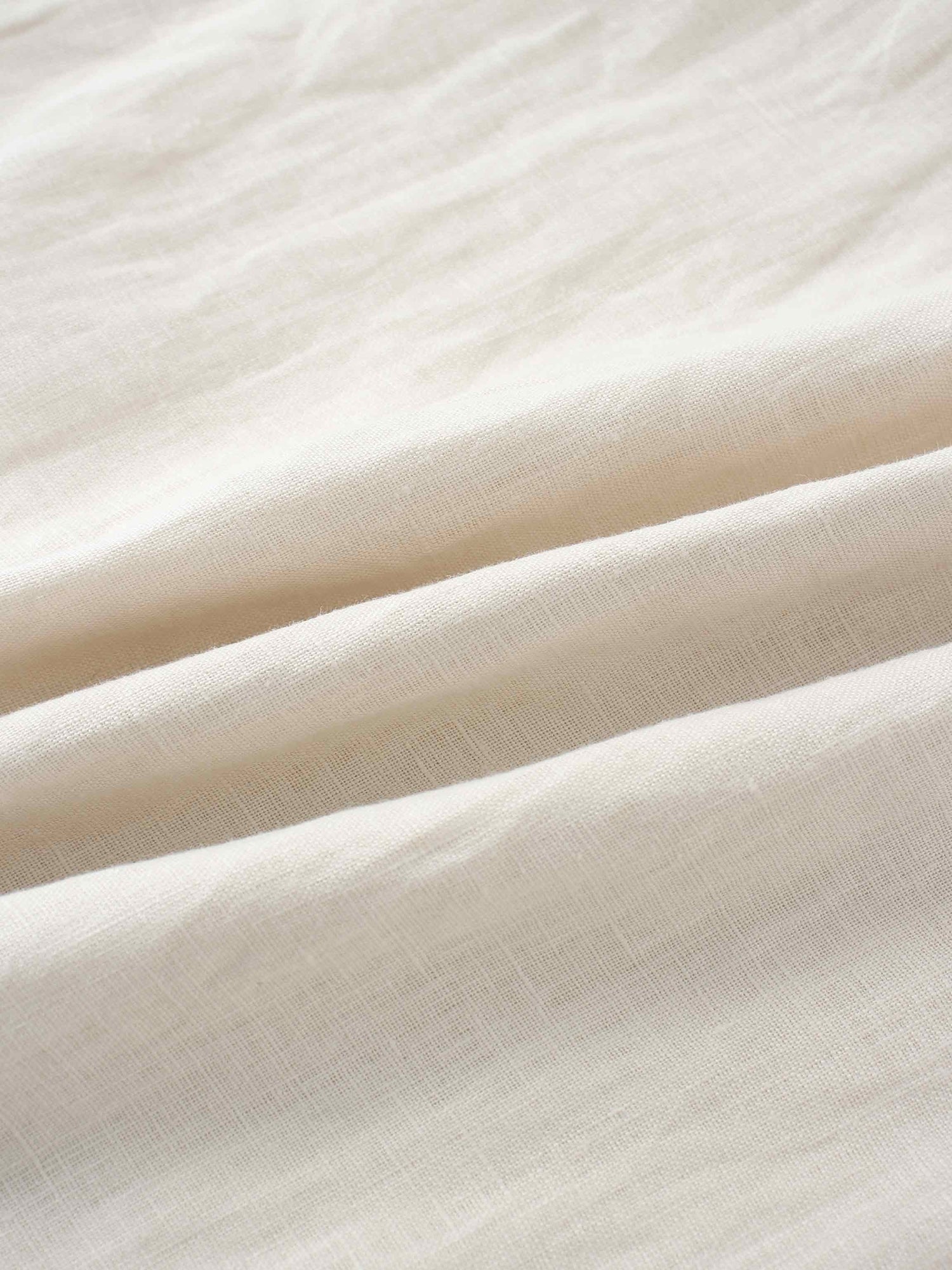 Gathered Waist Linen Skirt-Ecru