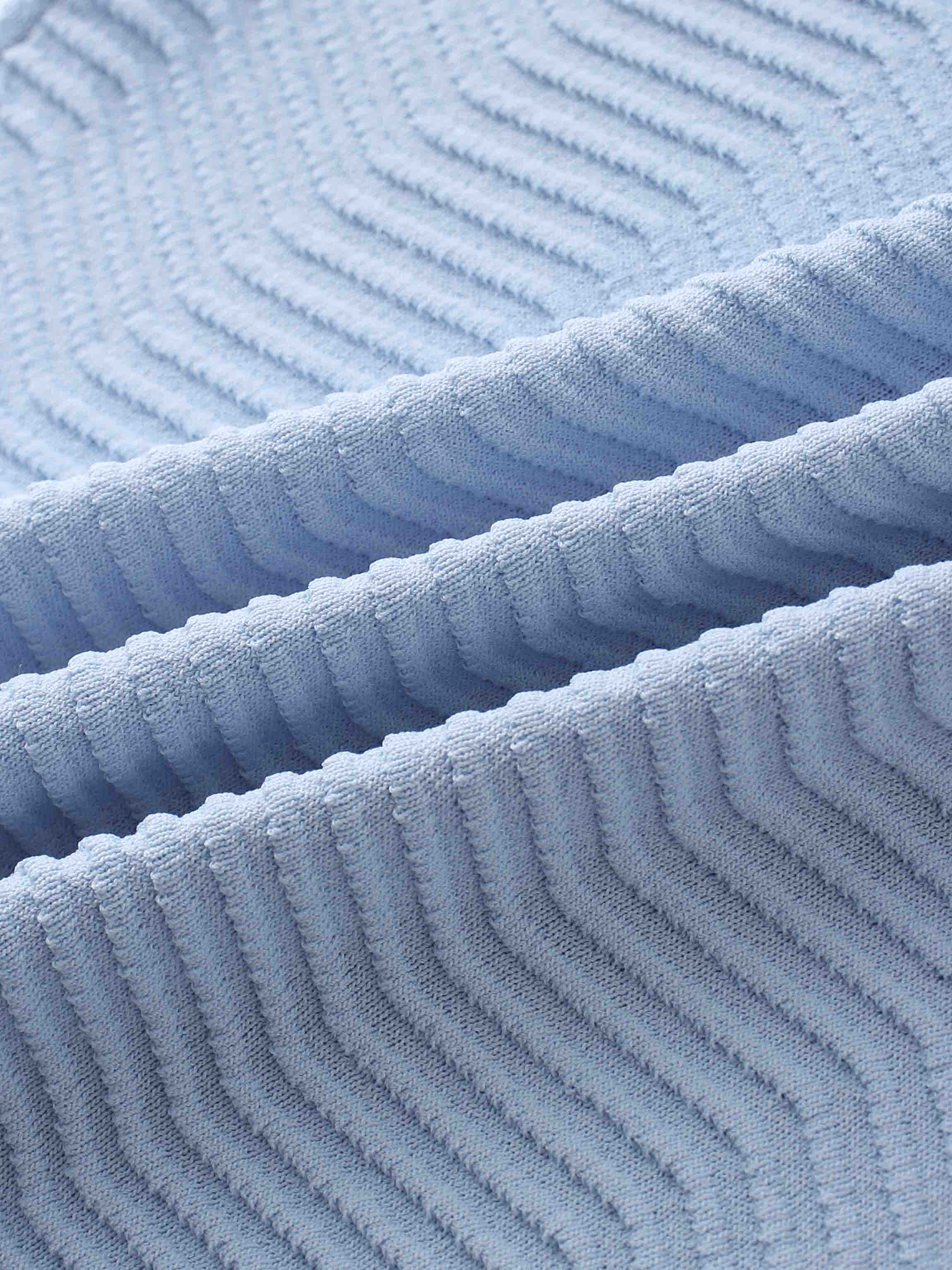 Scallop Edge Collar Sweater-Light Blue