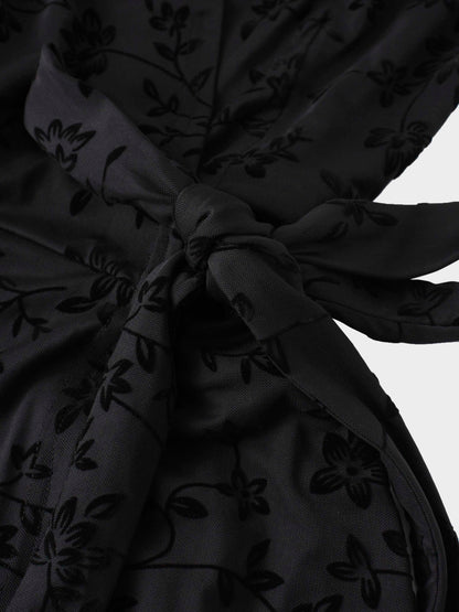Velvet Wrap Dress-Black