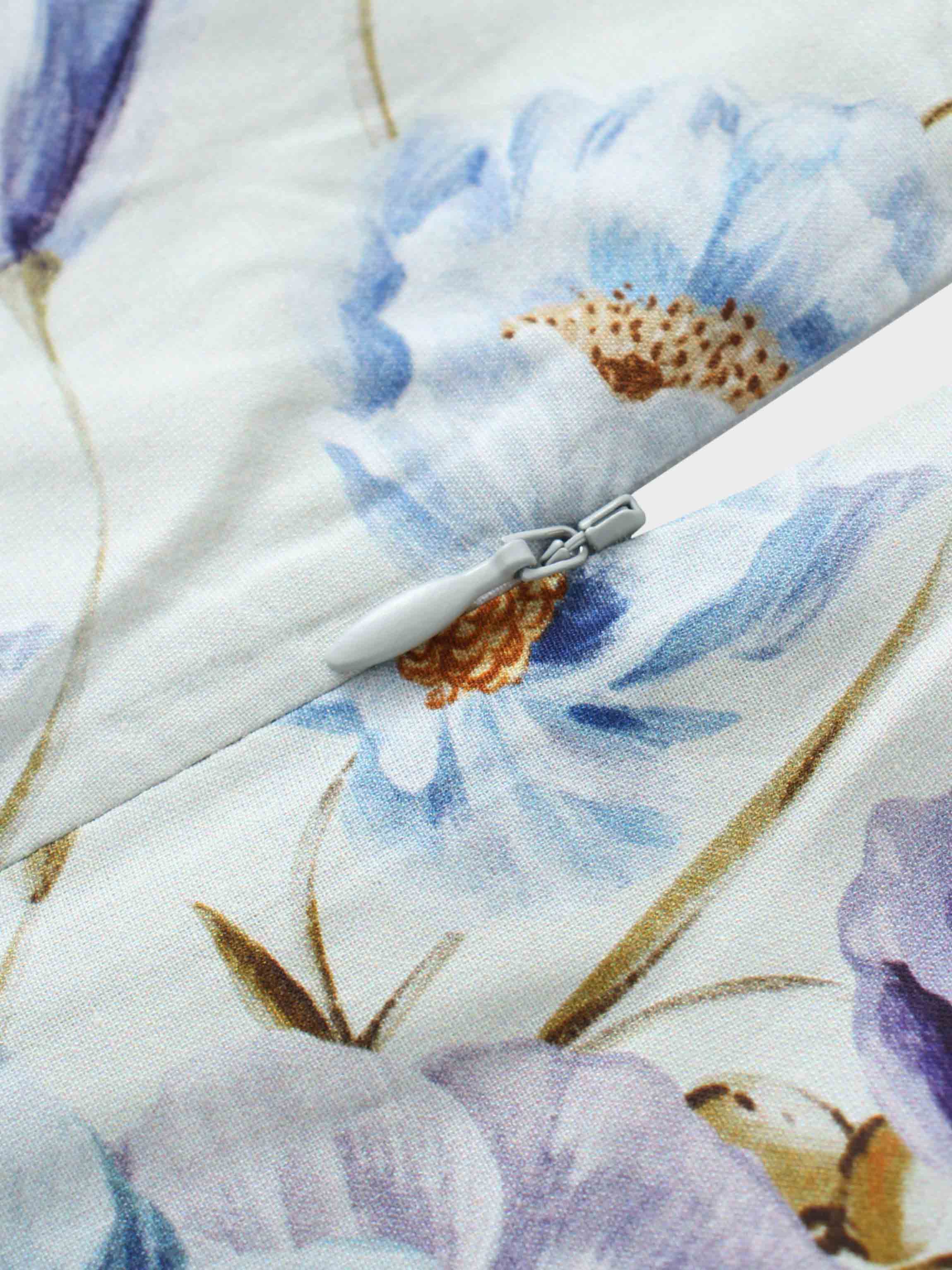 Pleated Sleeve High Waisted Dress-Floral