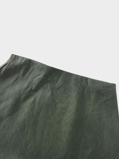 Linen Slip Skirt-Olive Green