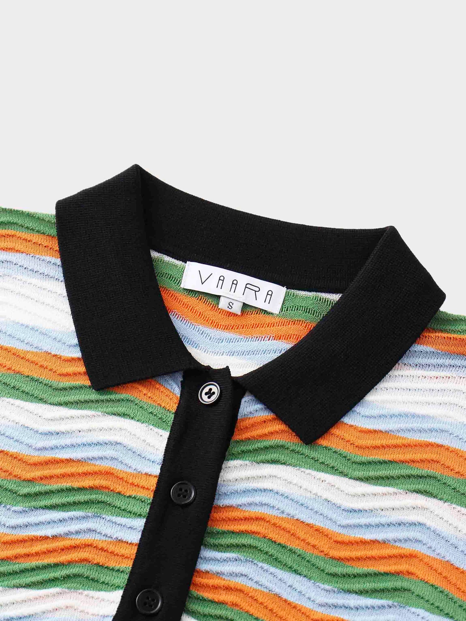 Scallop Edge Collar Sweater-Blue/Orange Stripes