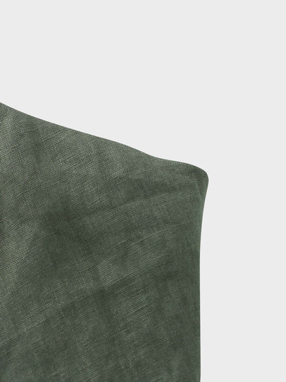 Linen Slip Skirt-Olive Green
