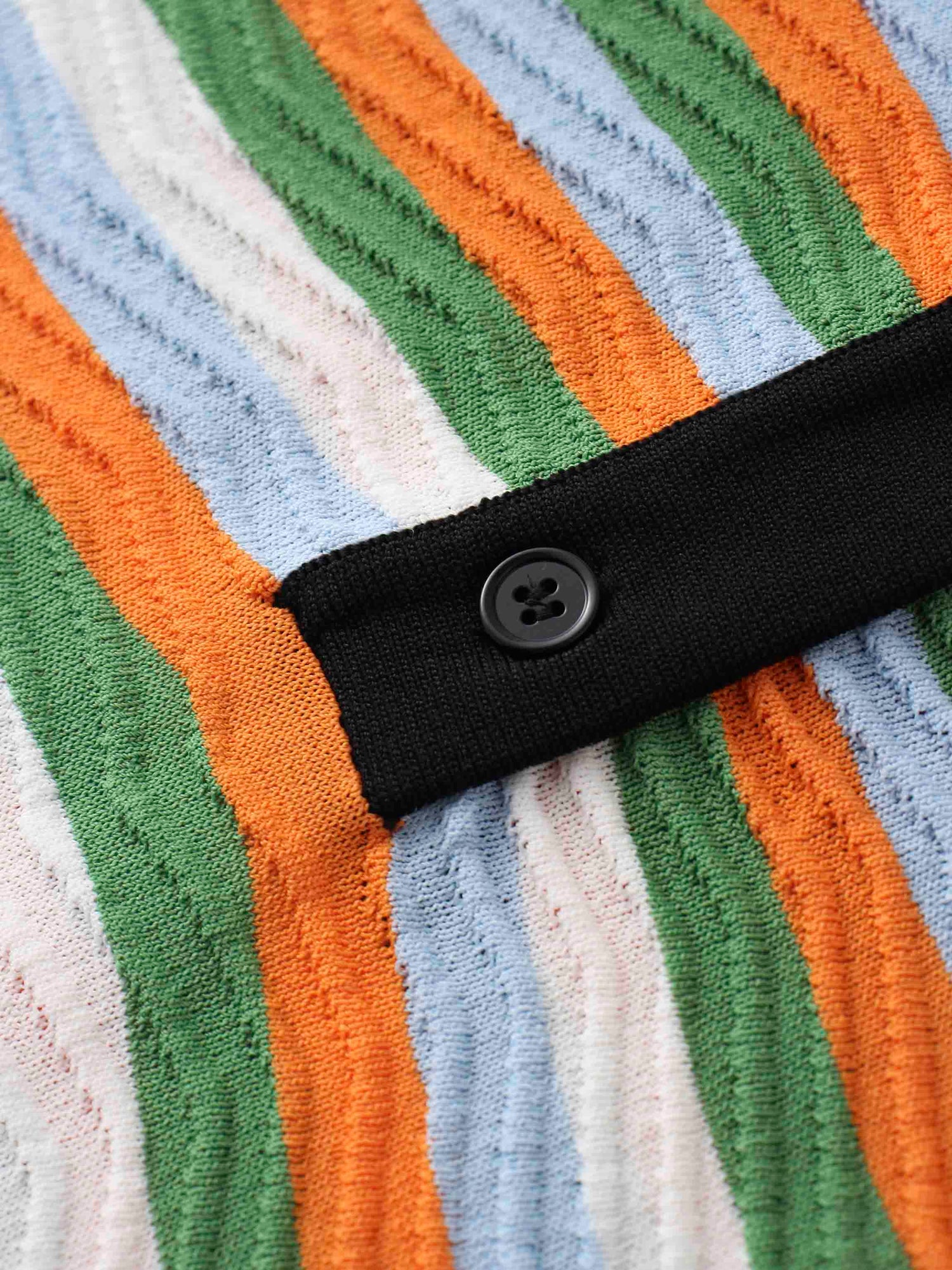 Scallop Edge Collar Sweater-Blue/Orange Stripes