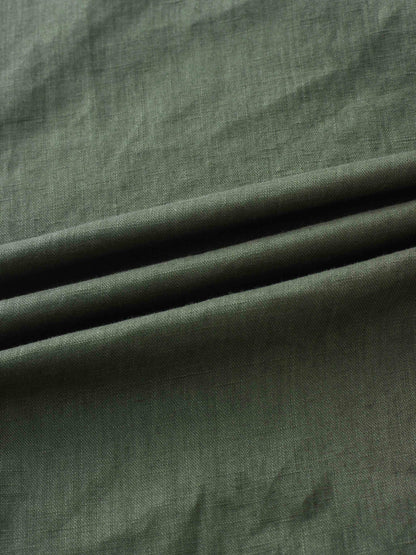Linen Slip Skirt-Olive Green