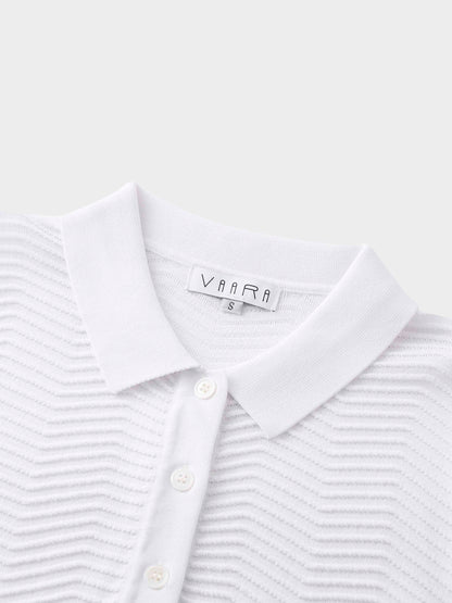 Scallop Edge Collar Sweater-White