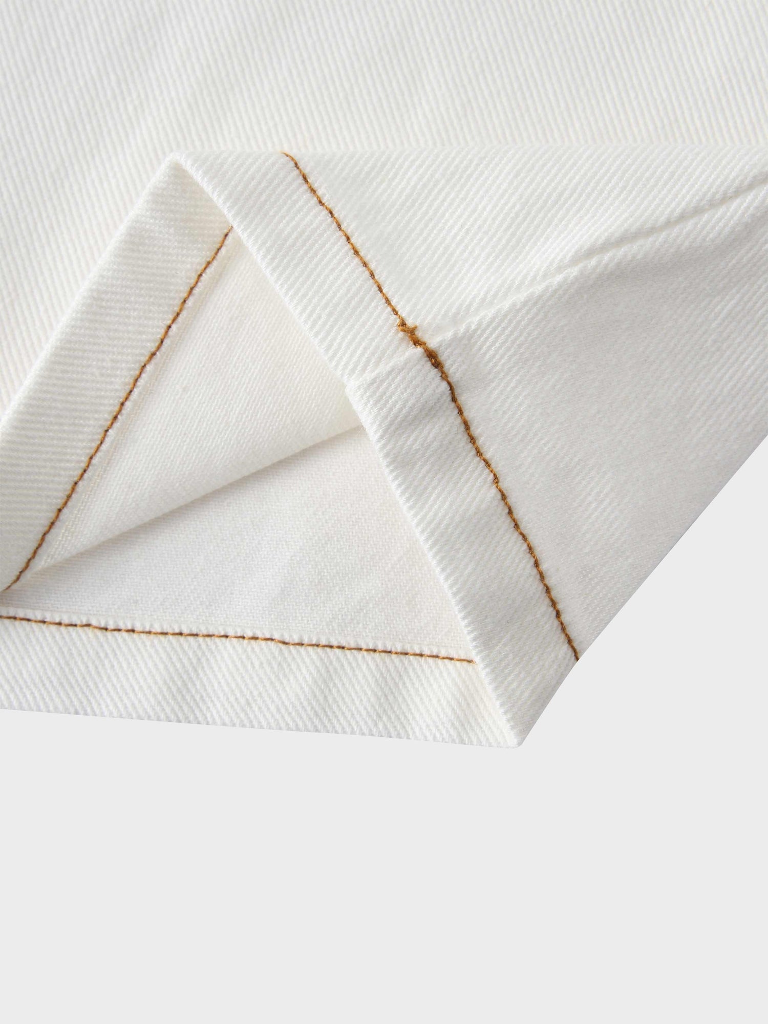 Leather Trim Denim Skirt-White