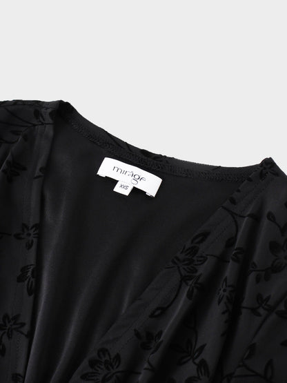 Velvet Wrap Dress-Black