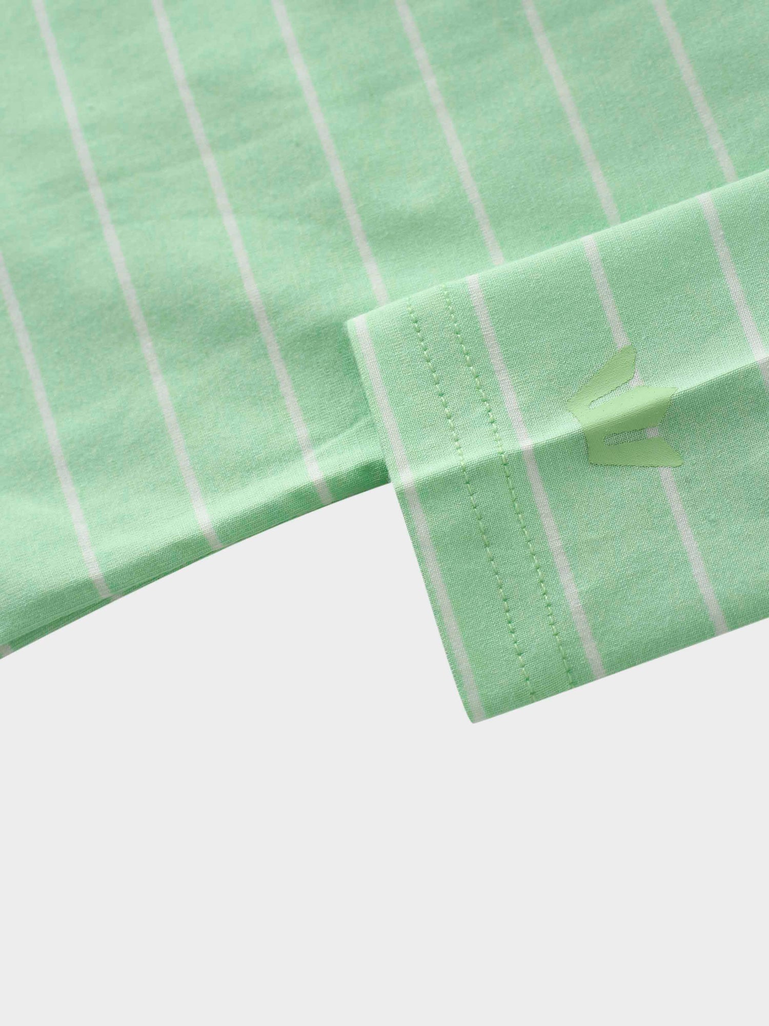 Striped Collar Snap Tee-Mint/White