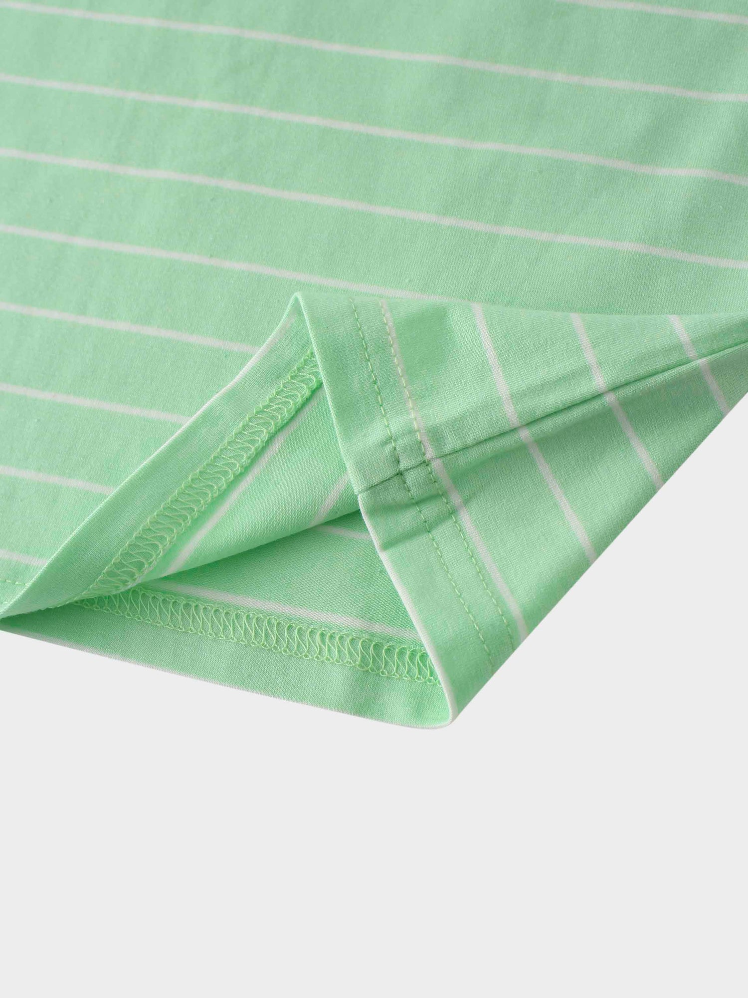 Striped Collar Snap Tee-Mint/White