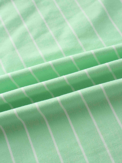 Striped Collar Snap Tee-Mint/White