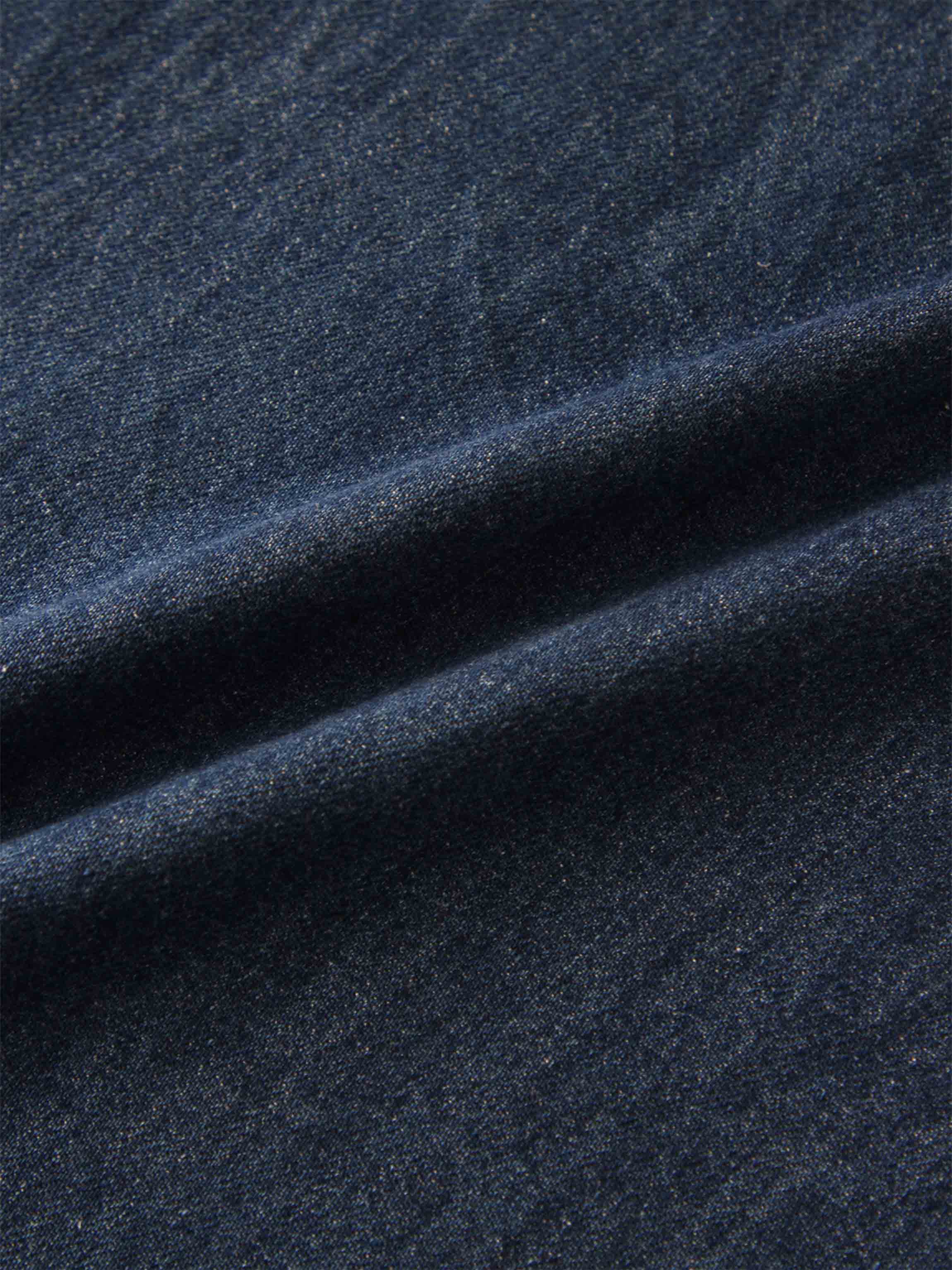 Leather Trim Denim Skirt-Blue