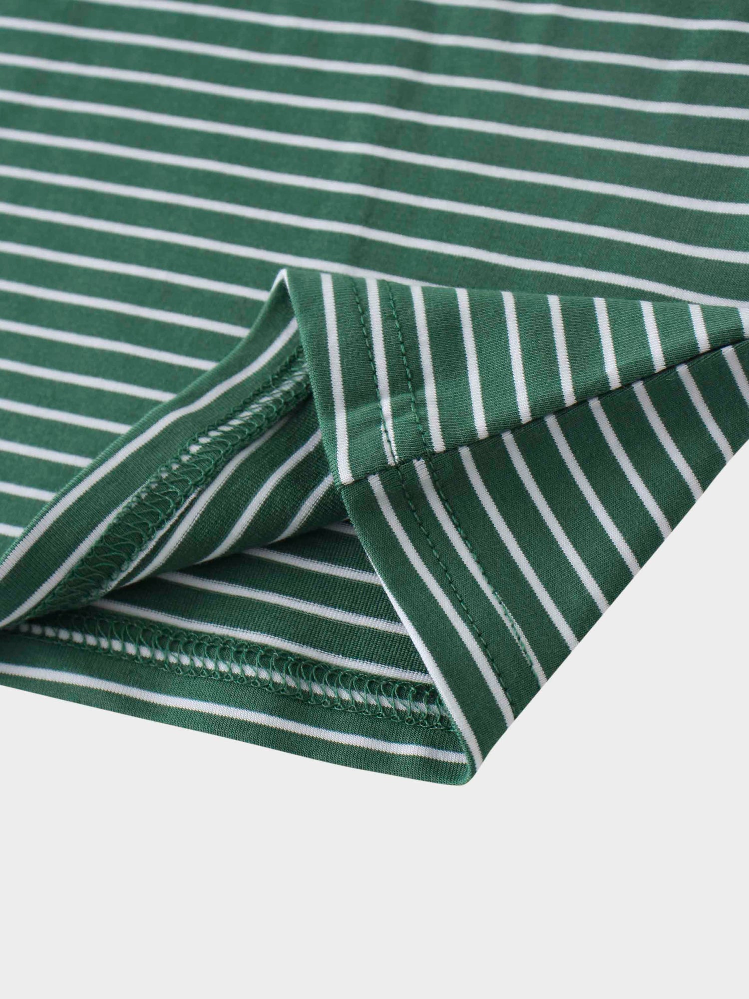 Flat Striped High V Long Sleeve-Green/White