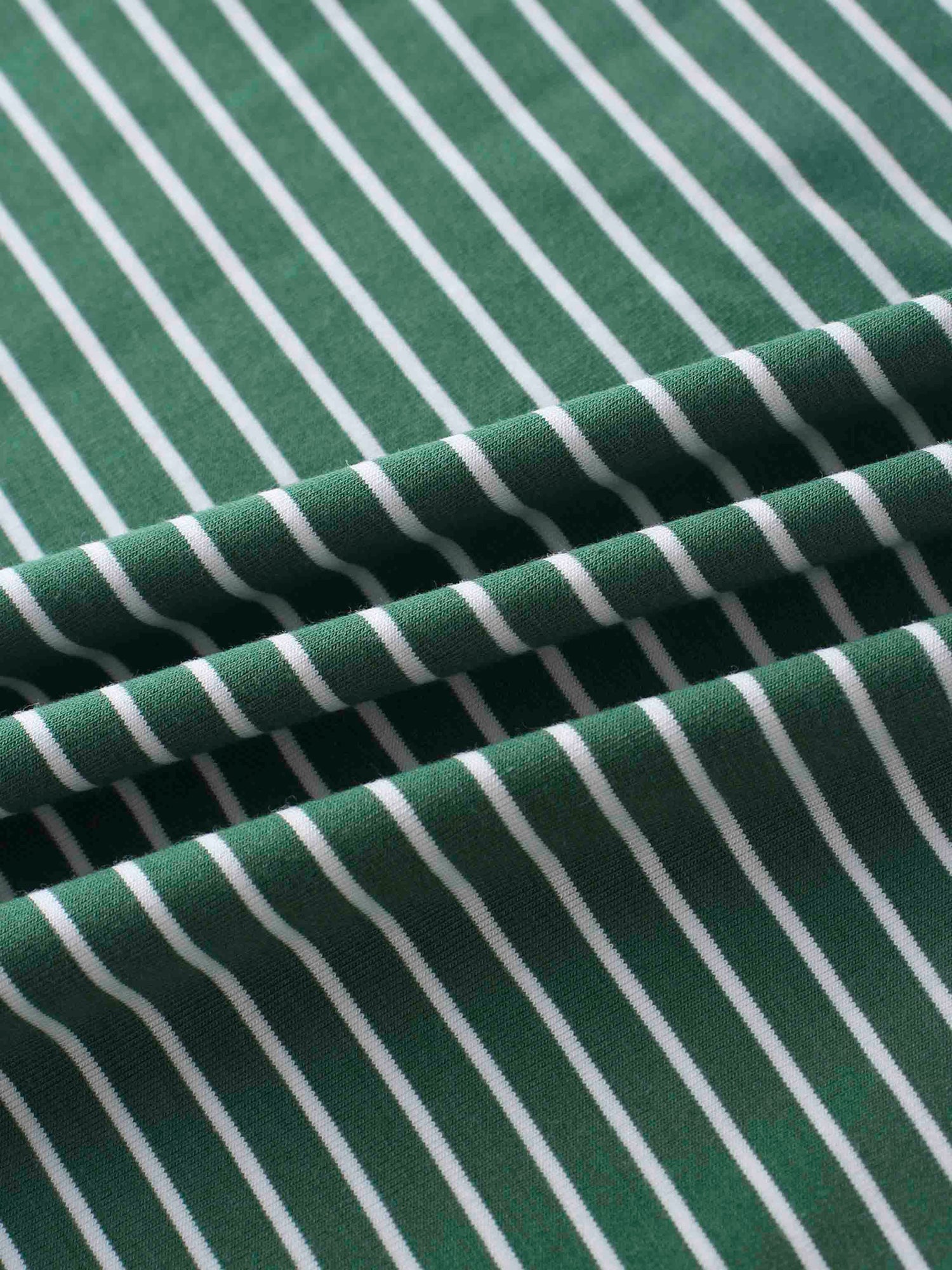 Flat Striped High V Long Sleeve-Green/White
