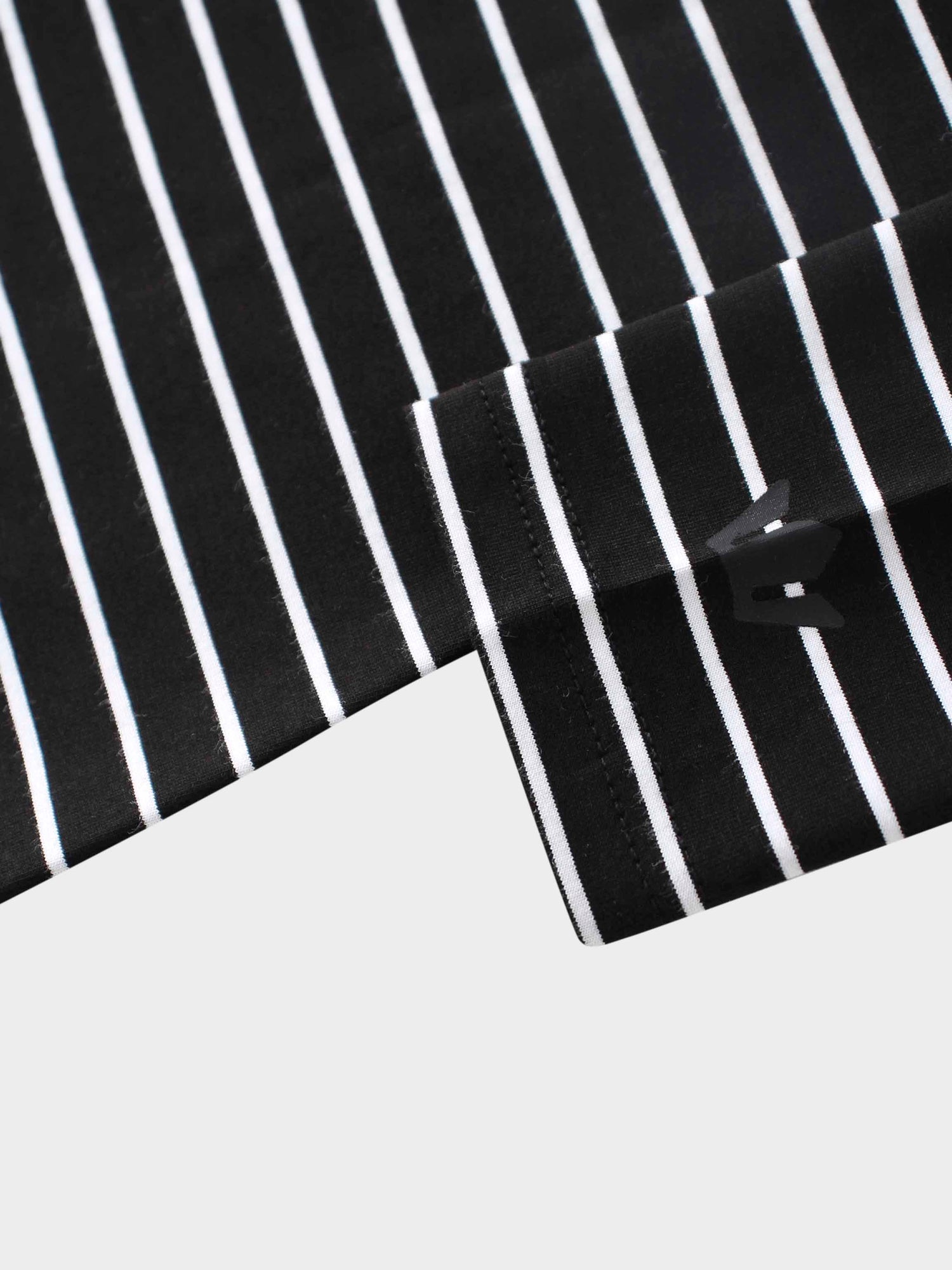 Flat Striped High V Long Sleeve-Black/White