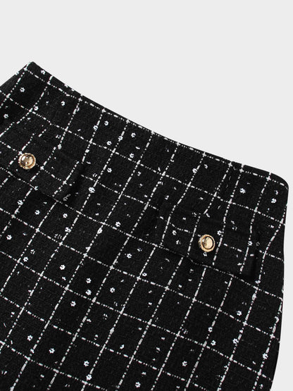 Short Pocket Skirt-Black/White