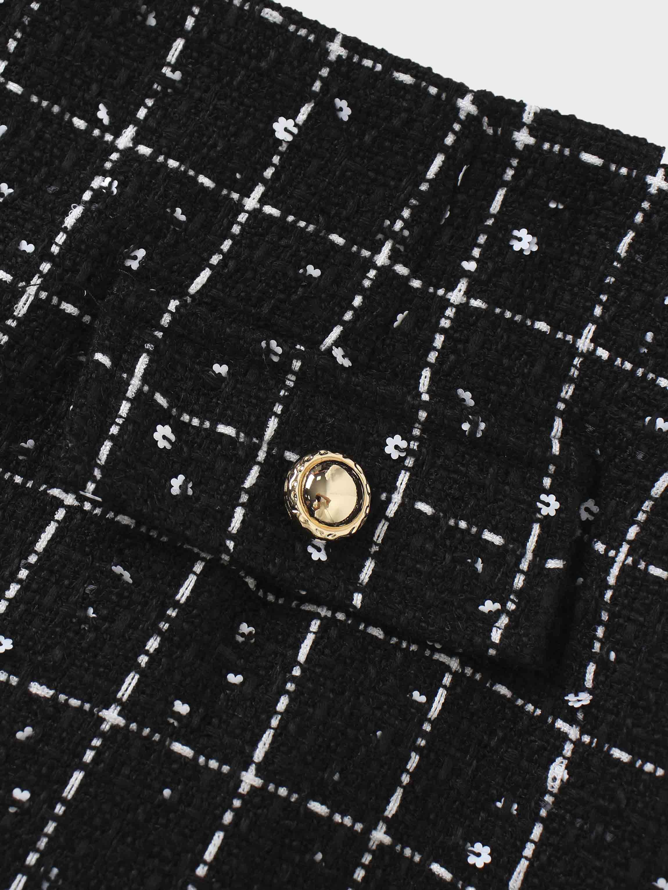 Short Pocket Skirt-Black/White