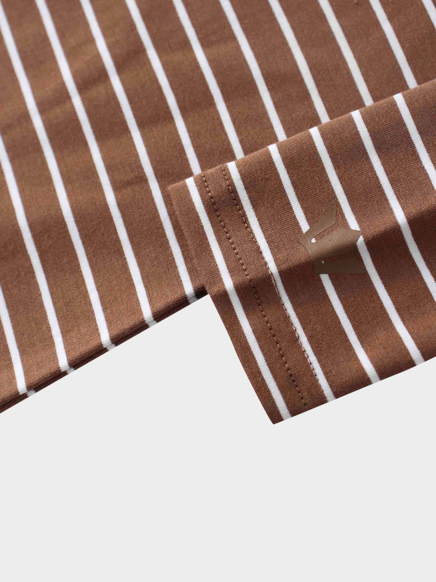 Flat Striped High V Long Sleeve-Brown/White