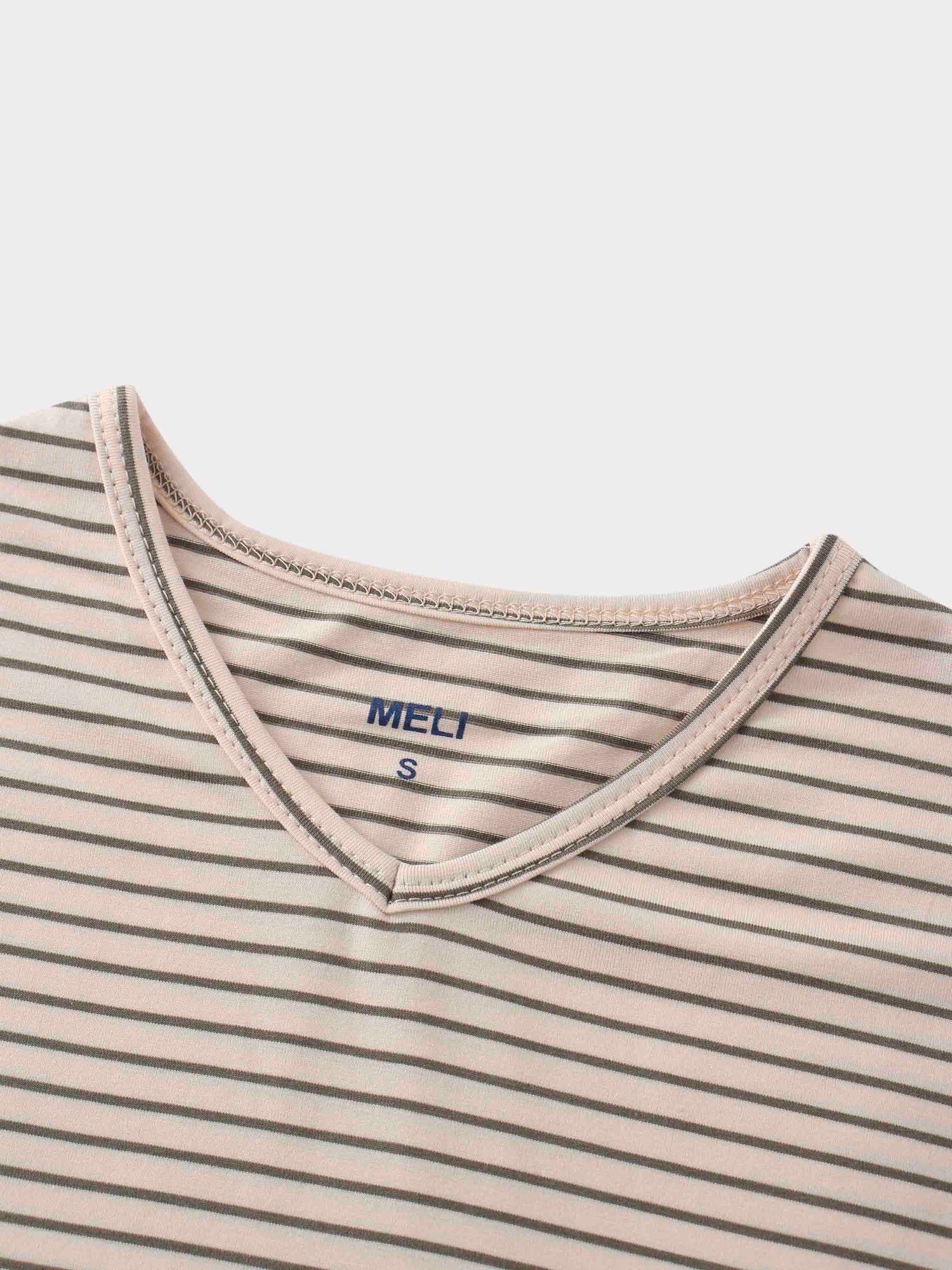 Flat Striped High V Long Sleeve-Pink/Green