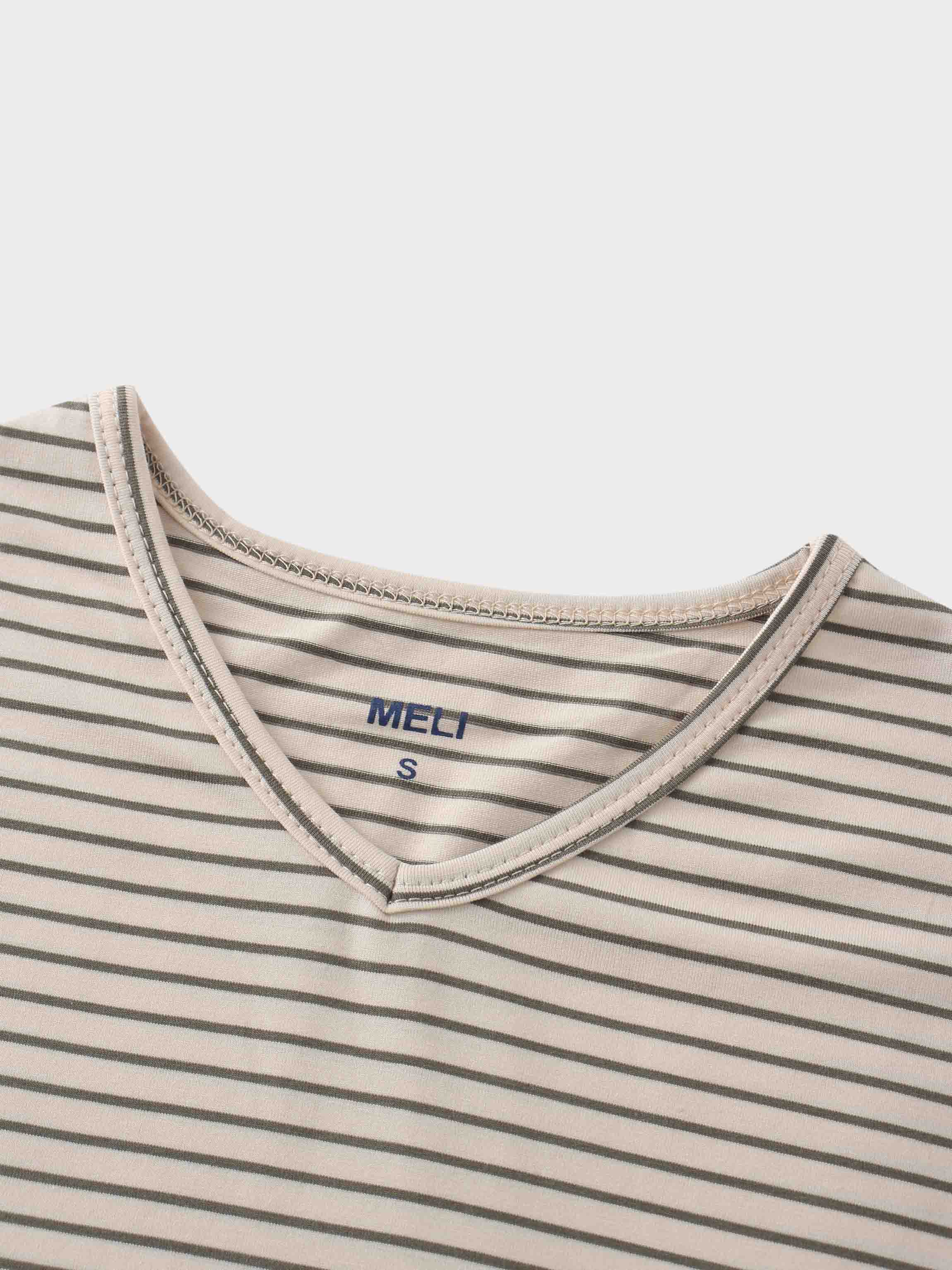 Flat Striped High V Long Sleeve-Pink/Green