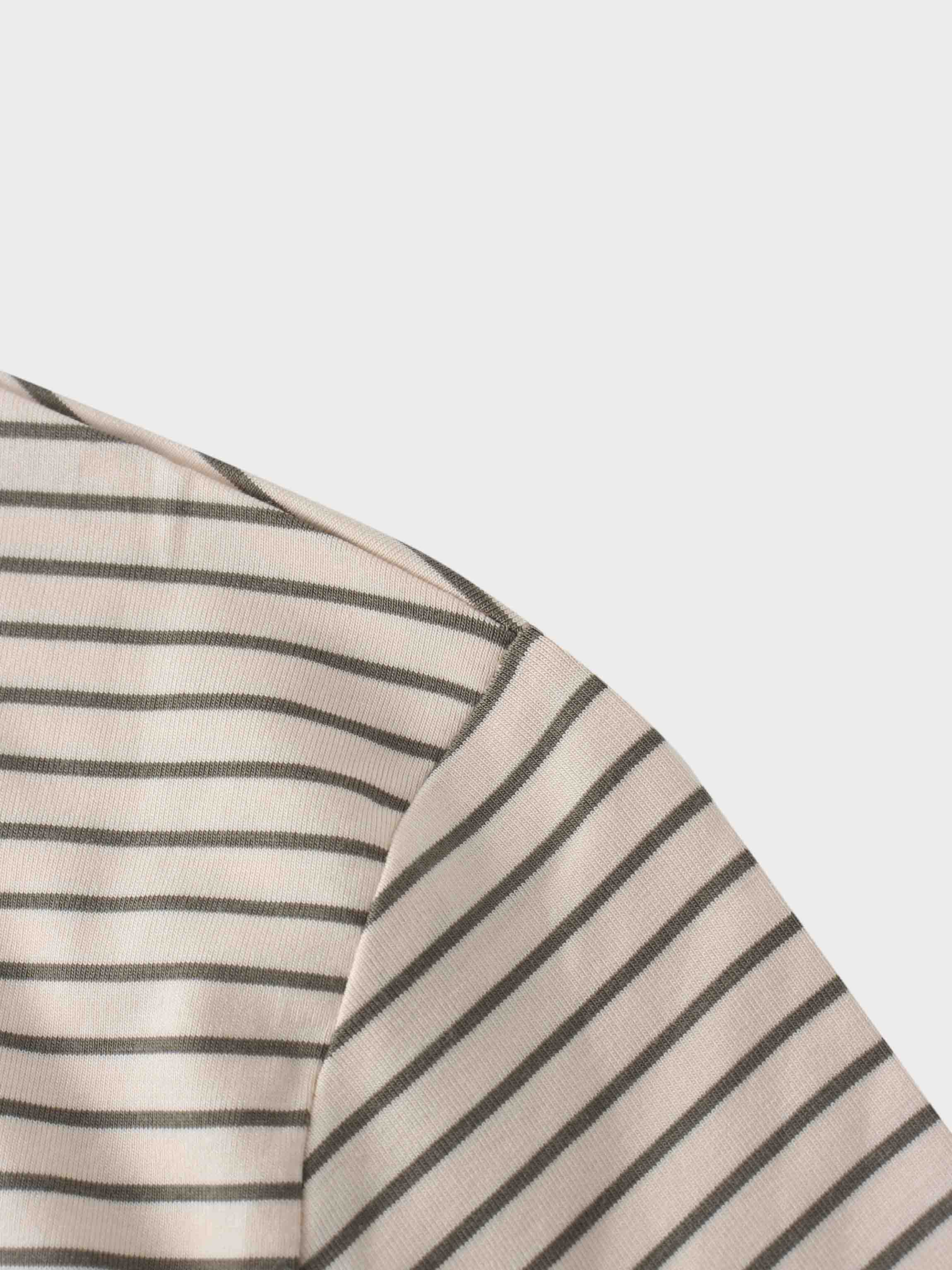 Flat Striped High V Long Sleeve-Pink/Green