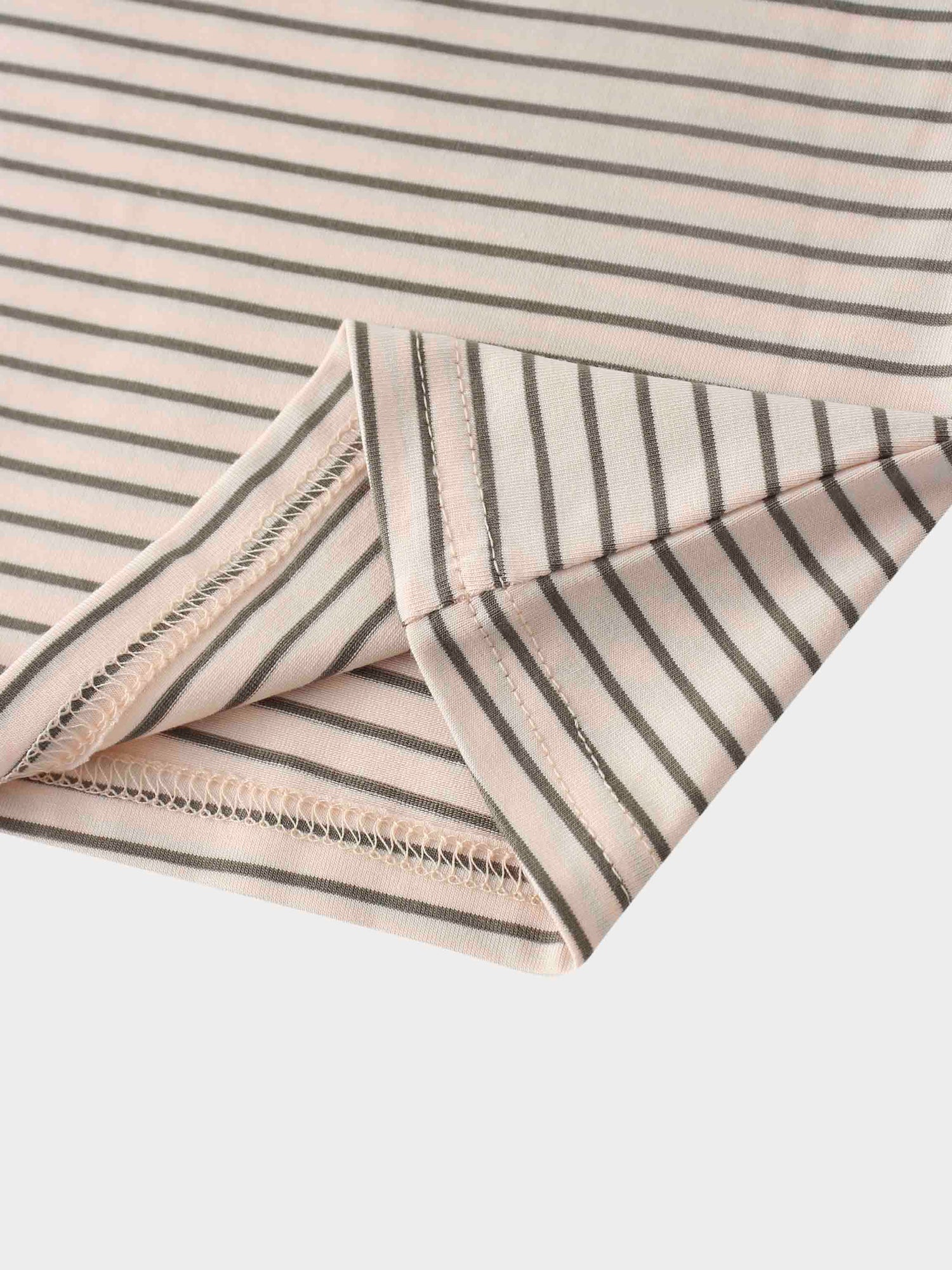 Flat Striped High V Long Sleeve-Pink/Green