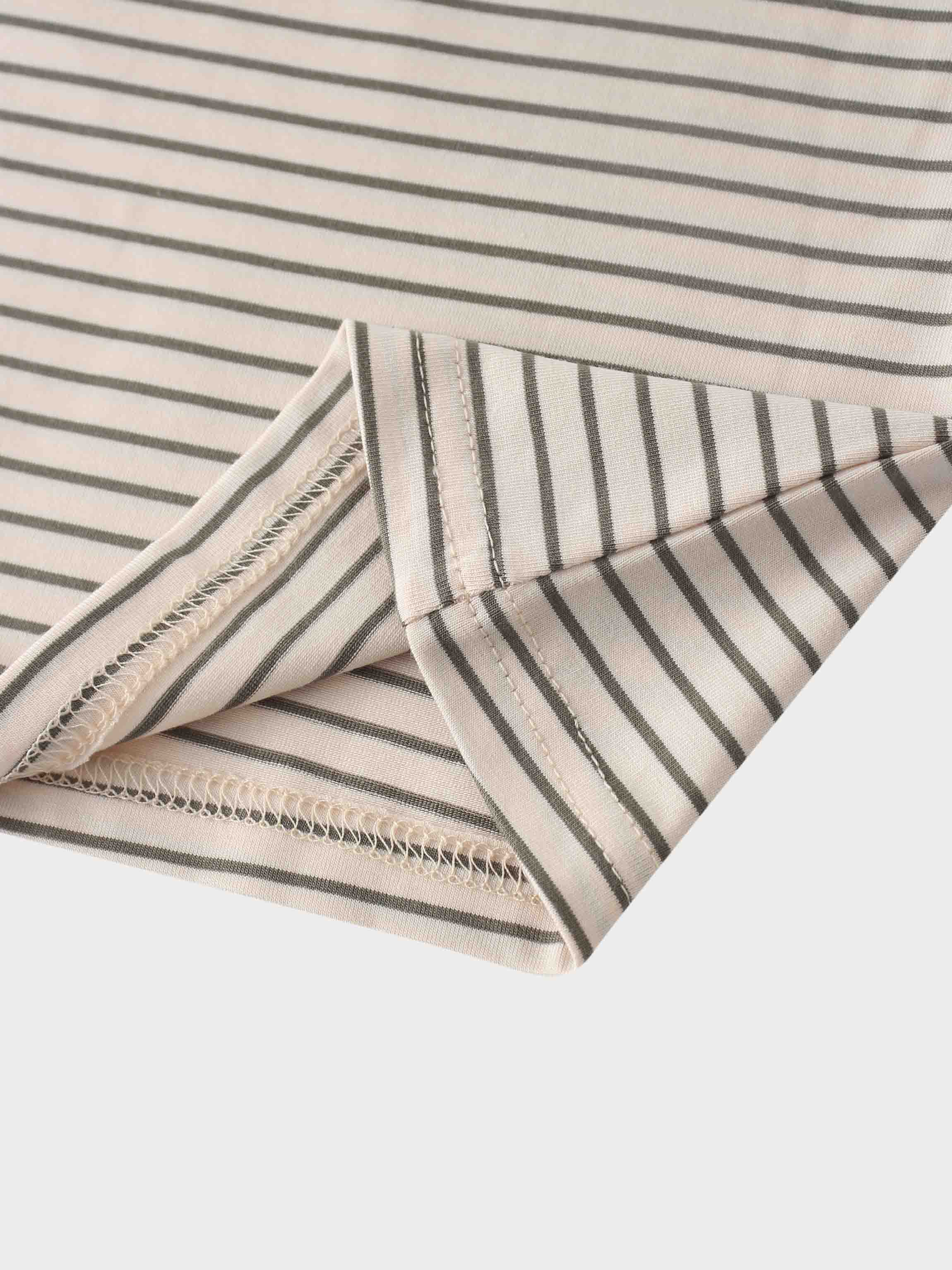 Flat Striped High V Long Sleeve-Pink/Green