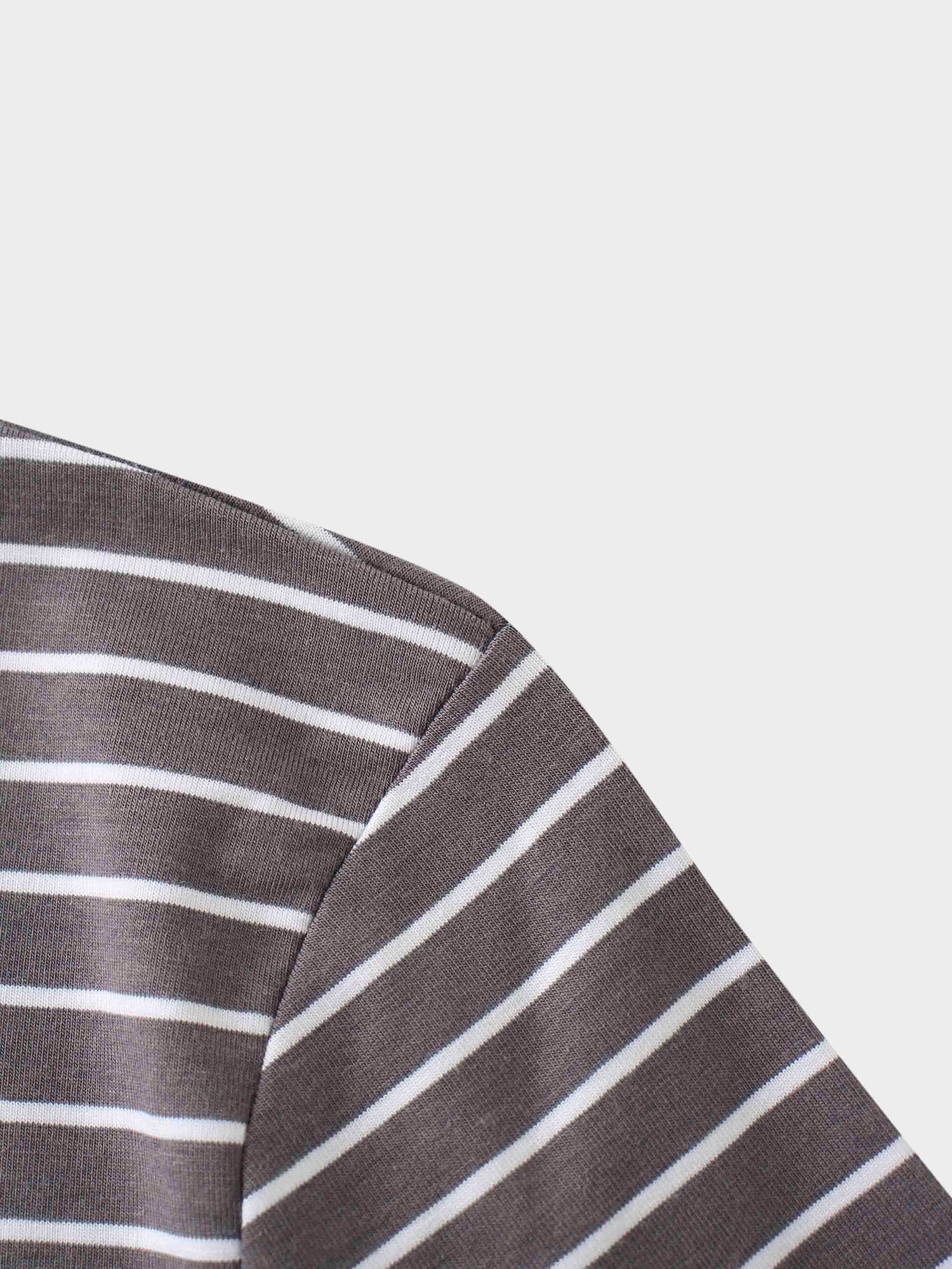 Flat Striped High V Long Sleeve-Grey/White
