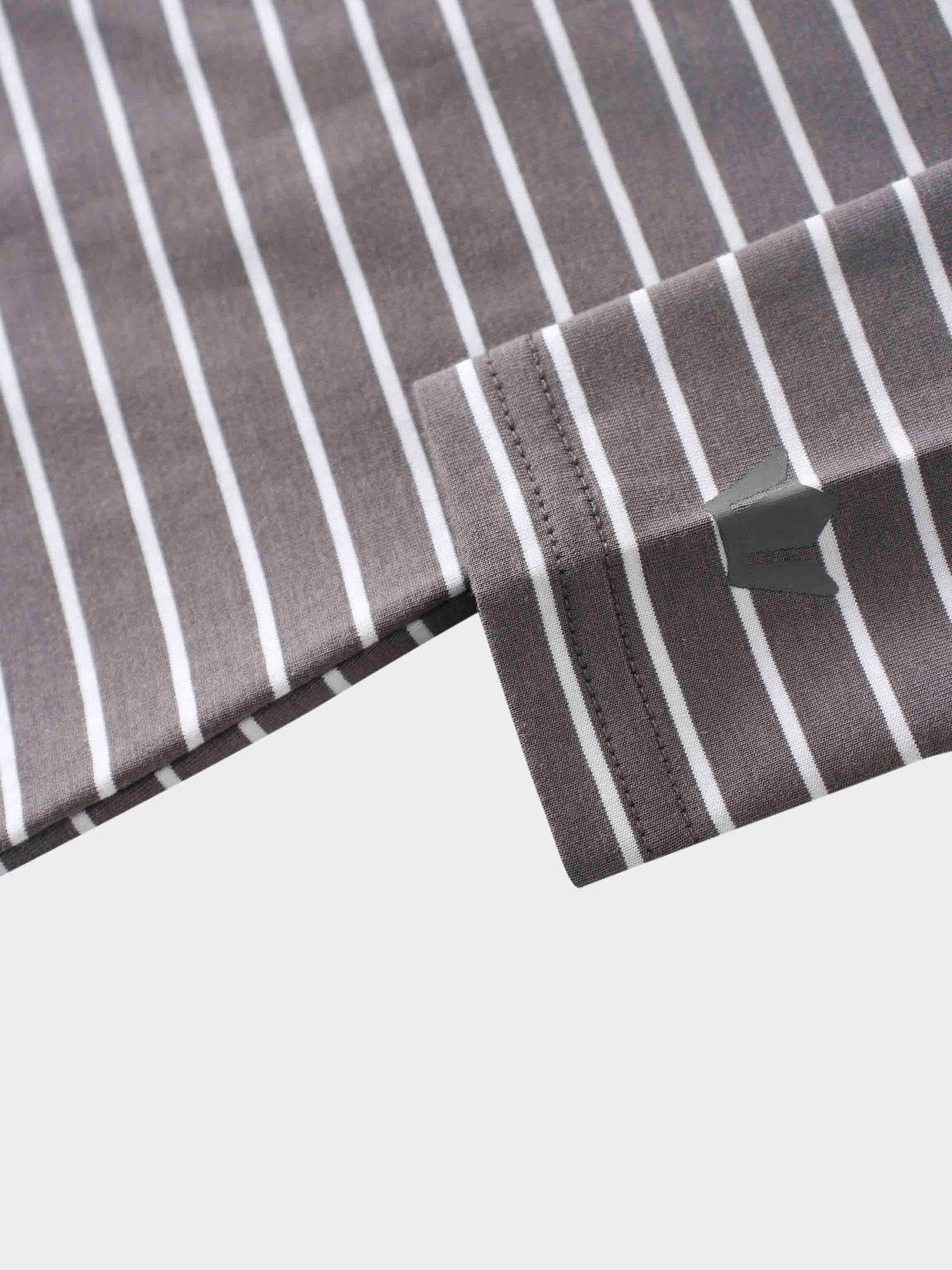 Flat Striped High V Long Sleeve-Grey/White