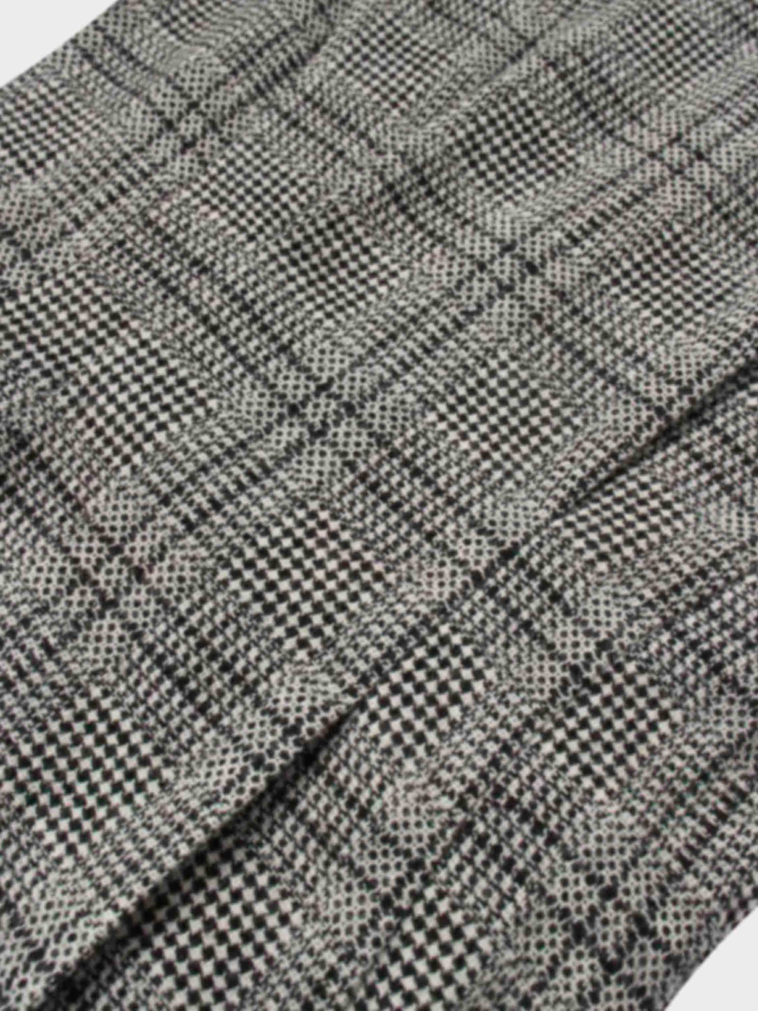 Front Pleat Square Neck Dress-Black/White Plaid