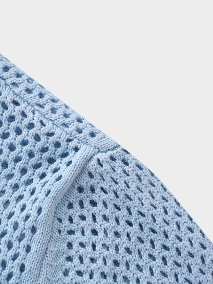 Embroidered Crochet Floral Sweater-Blue Floral