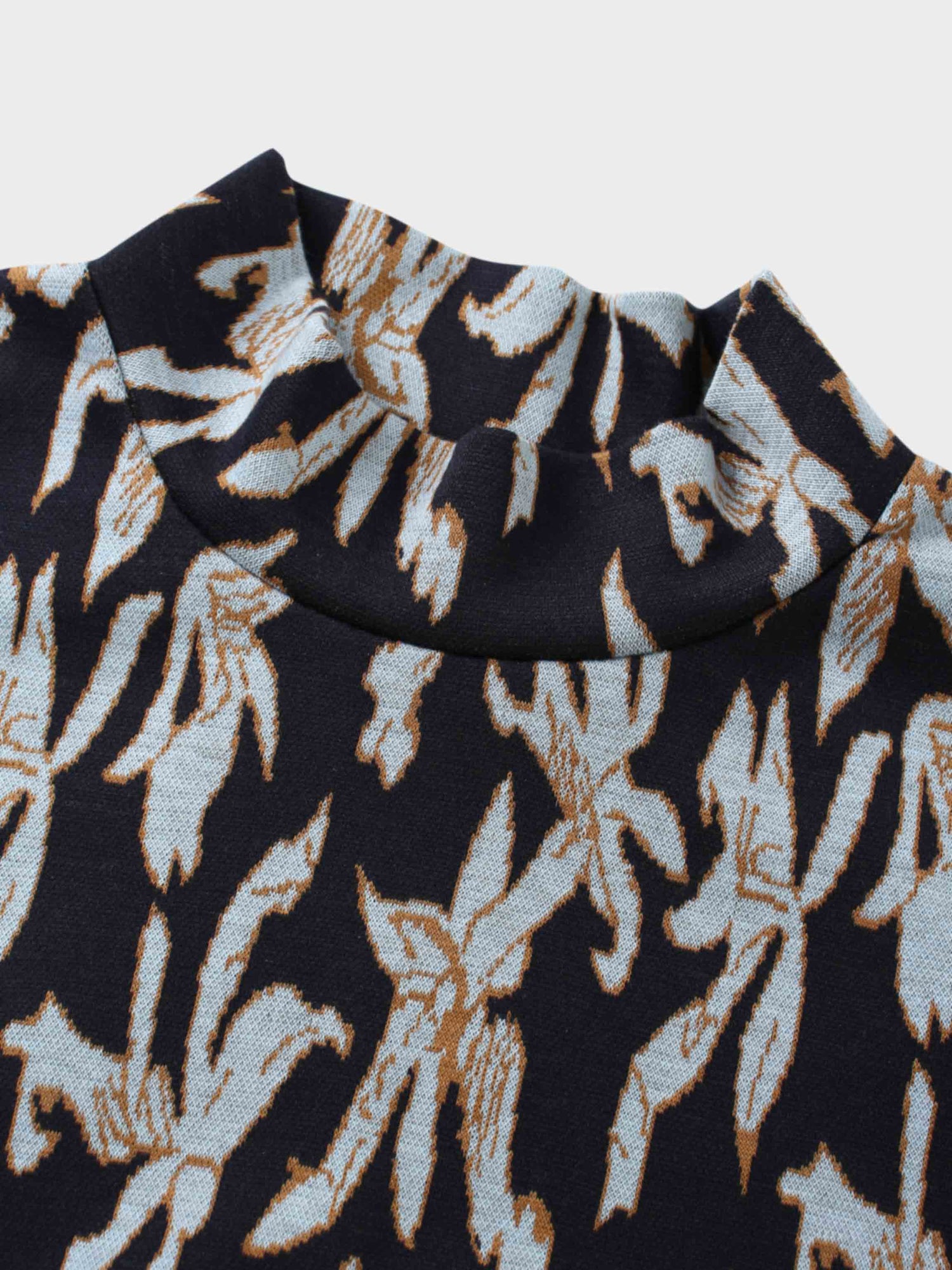 Boxy Mock Neck Top-Blue Floral
