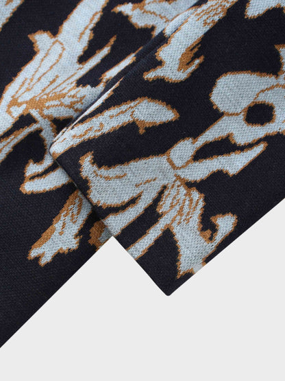Boxy Mock Neck Top-Blue Floral