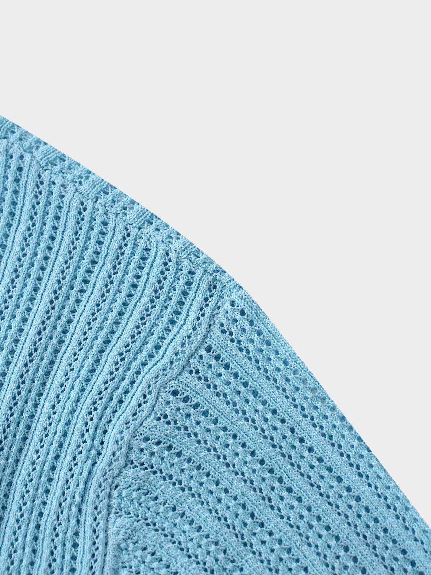 Printed Pointelle Sweater-Light Blue