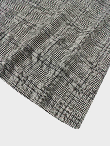 Front Pleat Square Neck Dress-Black/White Plaid