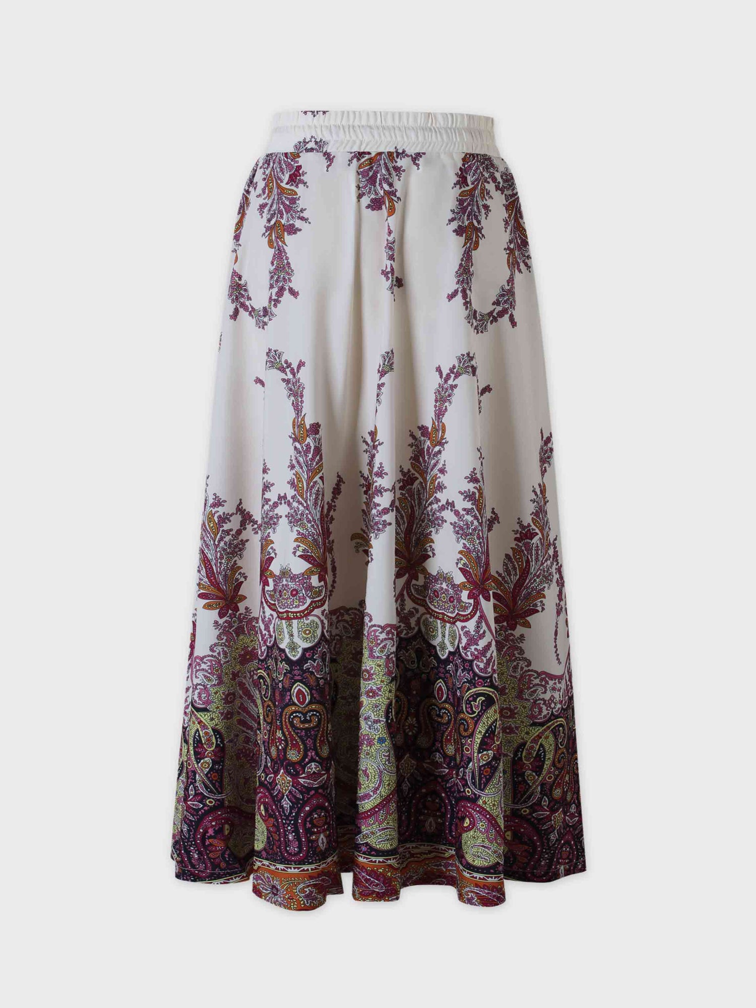 Drawstring Printed Skirt-Pink Floral